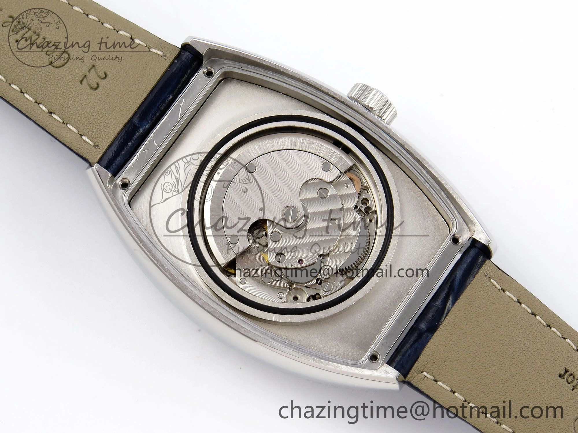 Crazy Hours SS TWF Best Edition Blue Dial Diamonds Bezel on Blue Leather Strap A23J