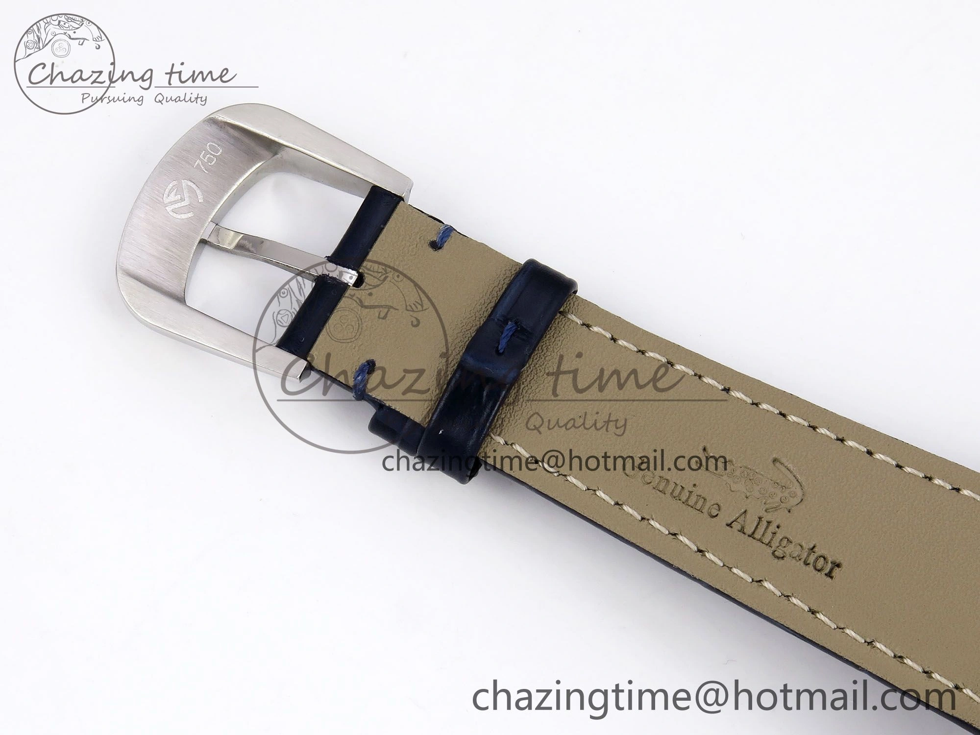 Crazy Hours SS TWF Best Edition Blue Dial Diamonds Bezel on Blue Leather Strap A23J