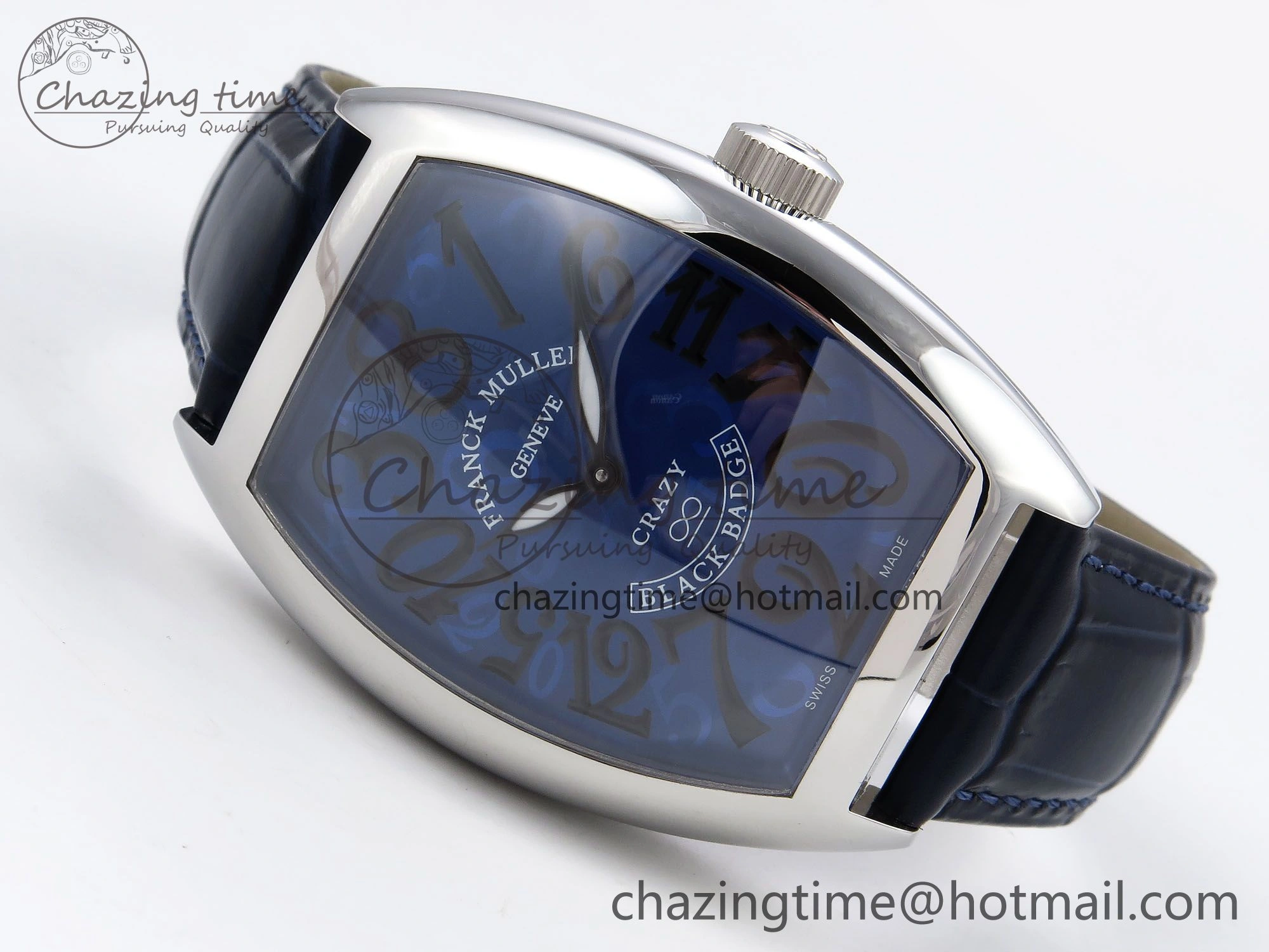 Crazy Hours SS TWF Best Edition Blue Dial on Blue Leather Strap A23J