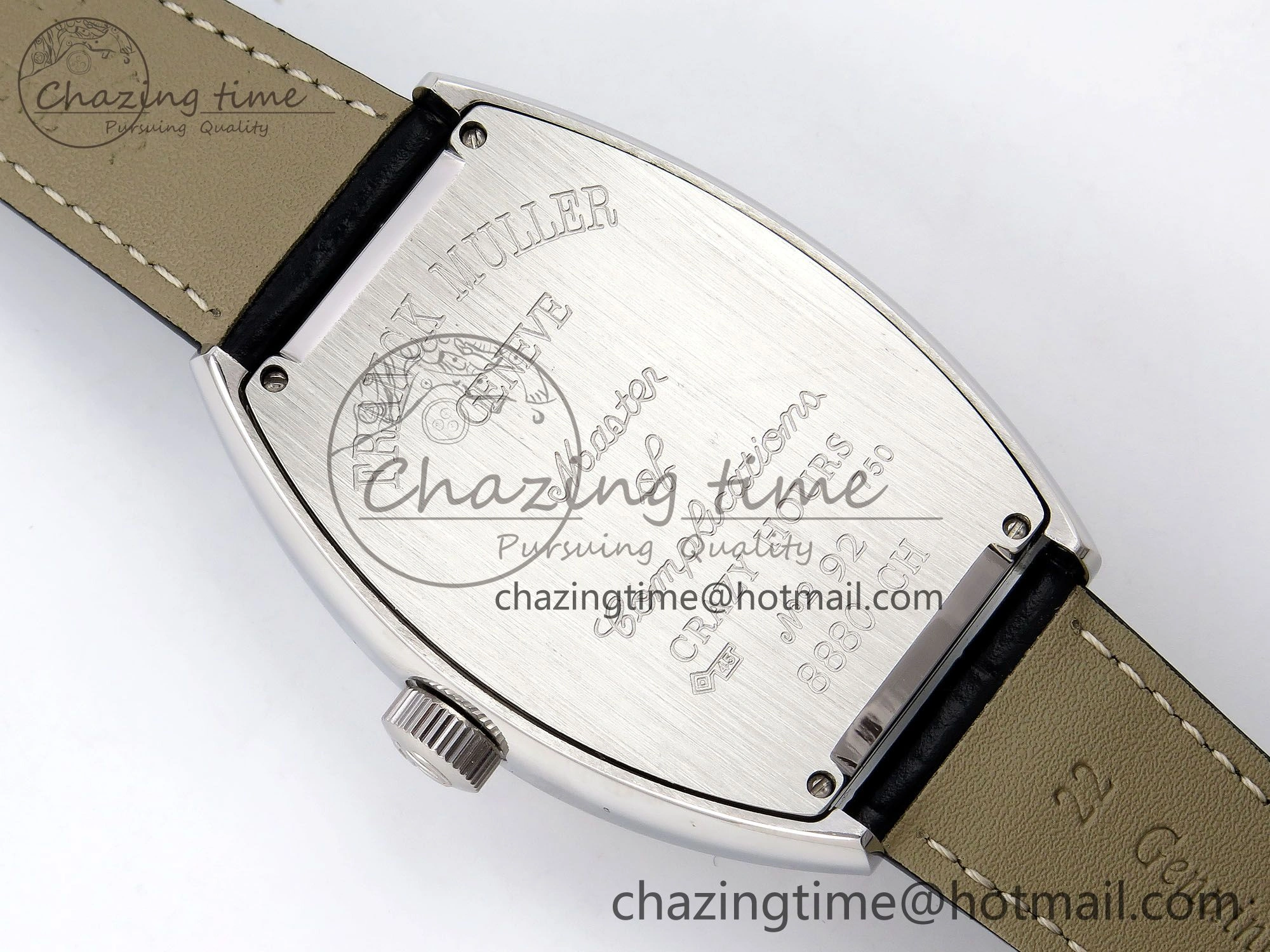 Crazy Hours SS TWF Best Edition Gray Dial Diamonds Bezel on Black Leather Strap A23J