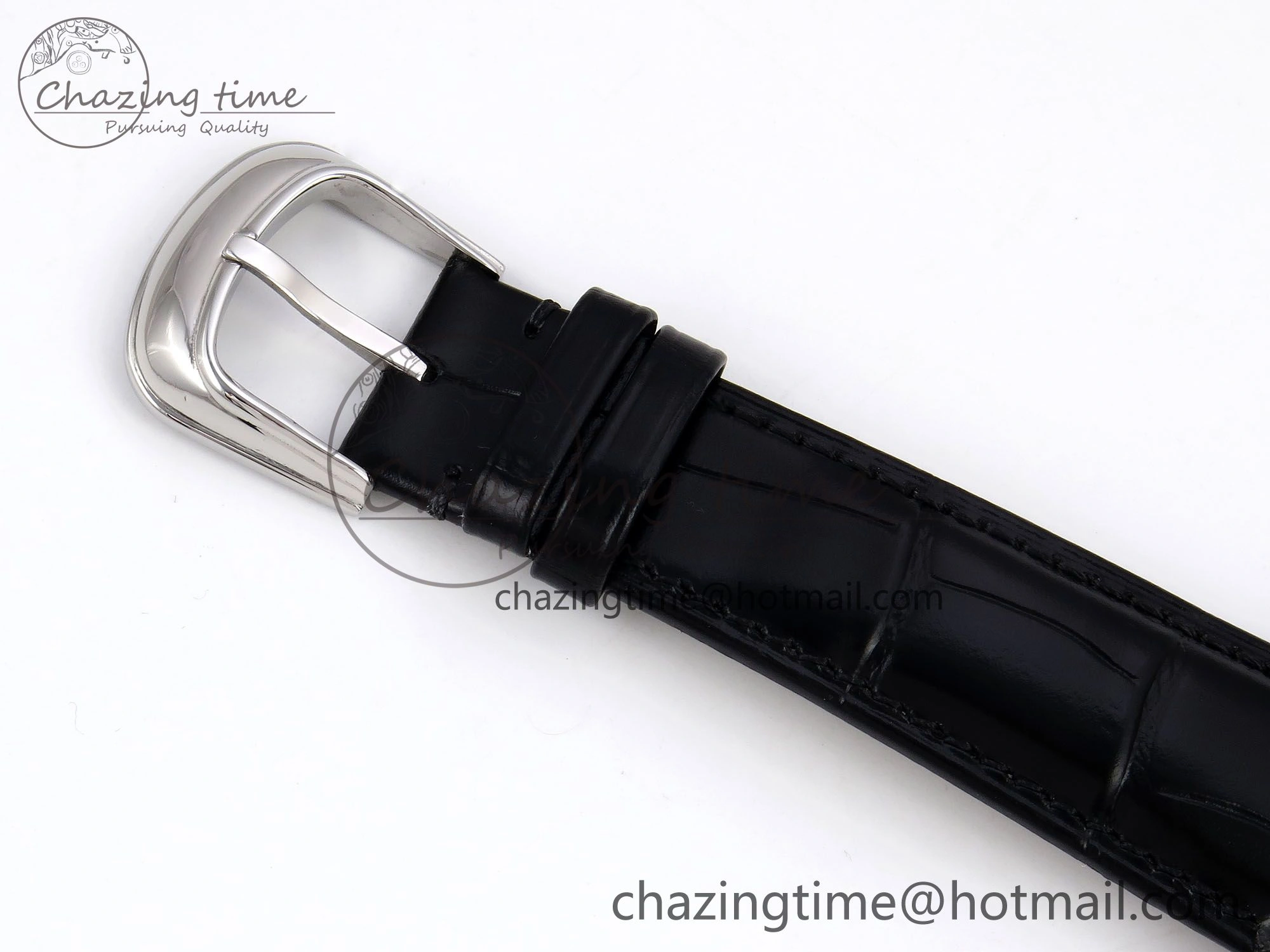 Crazy Hours SS TWF Best Edition Gray Dial Diamonds Bezel on Black Leather Strap A23J