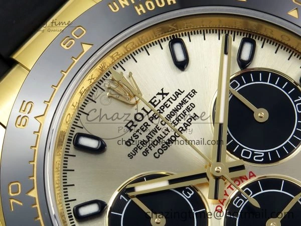 Custom Daytona 116518 APS   RBF 1:1 Best Edition 904L SS Case YG Dial on Oysterflex Strap SH4130 (Gain Weight)