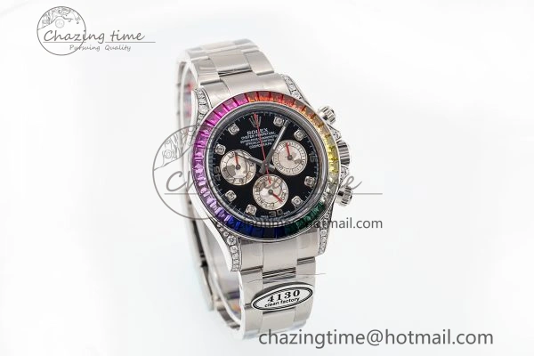 Custom Daytona 116520 RBOW Rainbow Clean Best Edition Black Dial on SS Bracelet SA4130