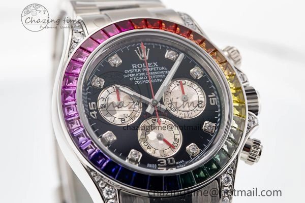 Custom Daytona 116520 RBOW Rainbow Clean Best Edition Black Dial on SS Bracelet SA4130