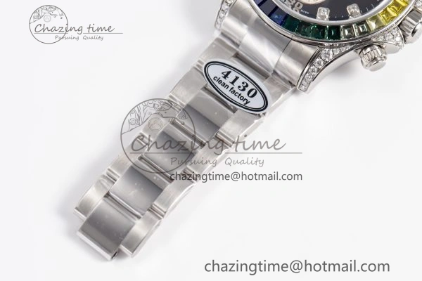 Custom Daytona 116520 RBOW Rainbow Clean Best Edition Black Dial on SS Bracelet SA4130