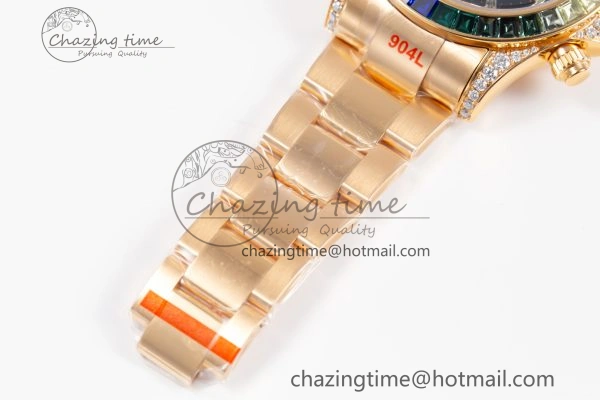 Custom Daytona 116595 RBOW Rainbow Clean Best Edition Black RG Dial on RG Bracelet SA4130