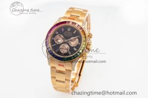 Custom Daytona 116595 RBOW Rainbow Clean Best Edition Black RG Dial on RG Bracelet SA4130