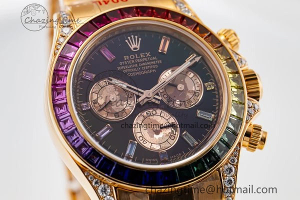 Custom Daytona 116595 RBOW Rainbow Clean Best Edition Black RG Dial on RG Bracelet SA4130