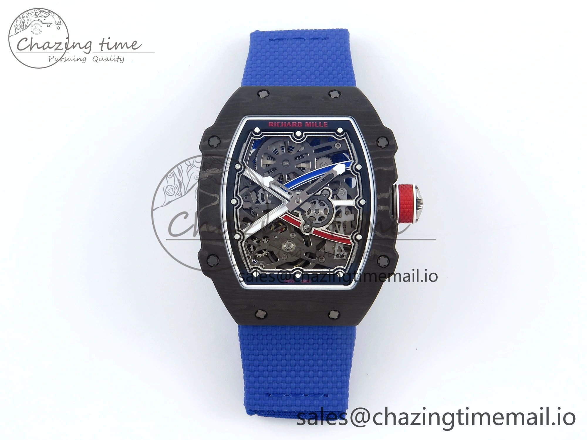 Custom Made RM67-02 Black NTPT France Dial on Blue Nylon strap CRMA7 Clone