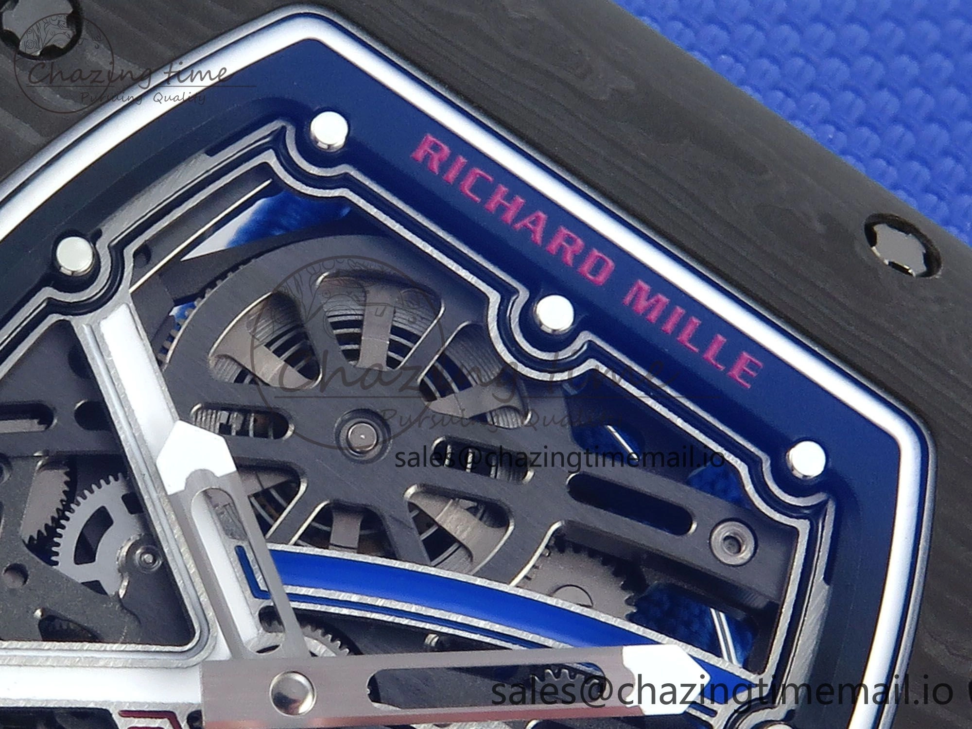 Custom Made RM67-02 Black NTPT France Dial on Blue Nylon strap CRMA7 Clone