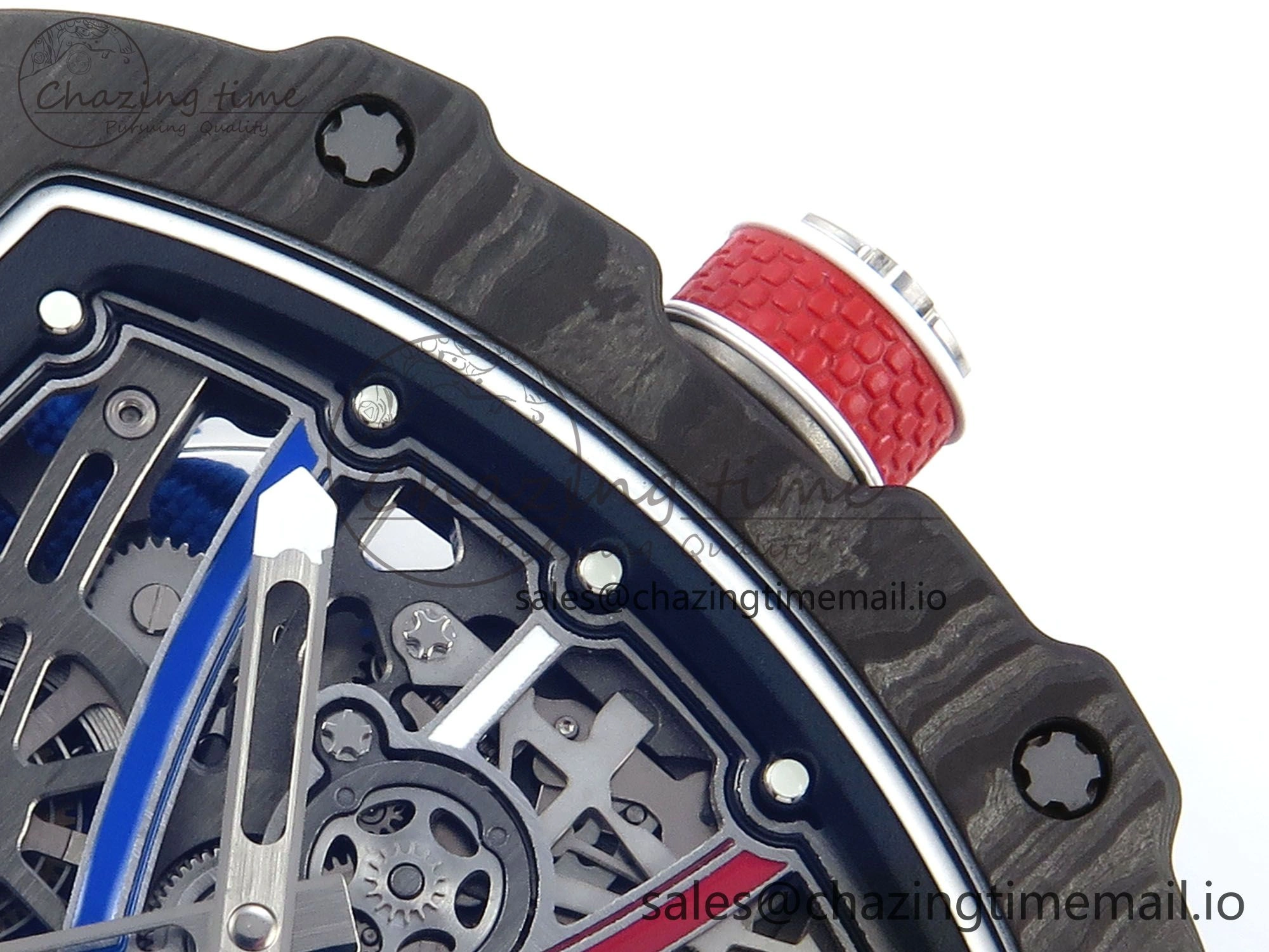 Custom Made RM67-02 Black NTPT France Dial on Blue Nylon strap CRMA7 Clone