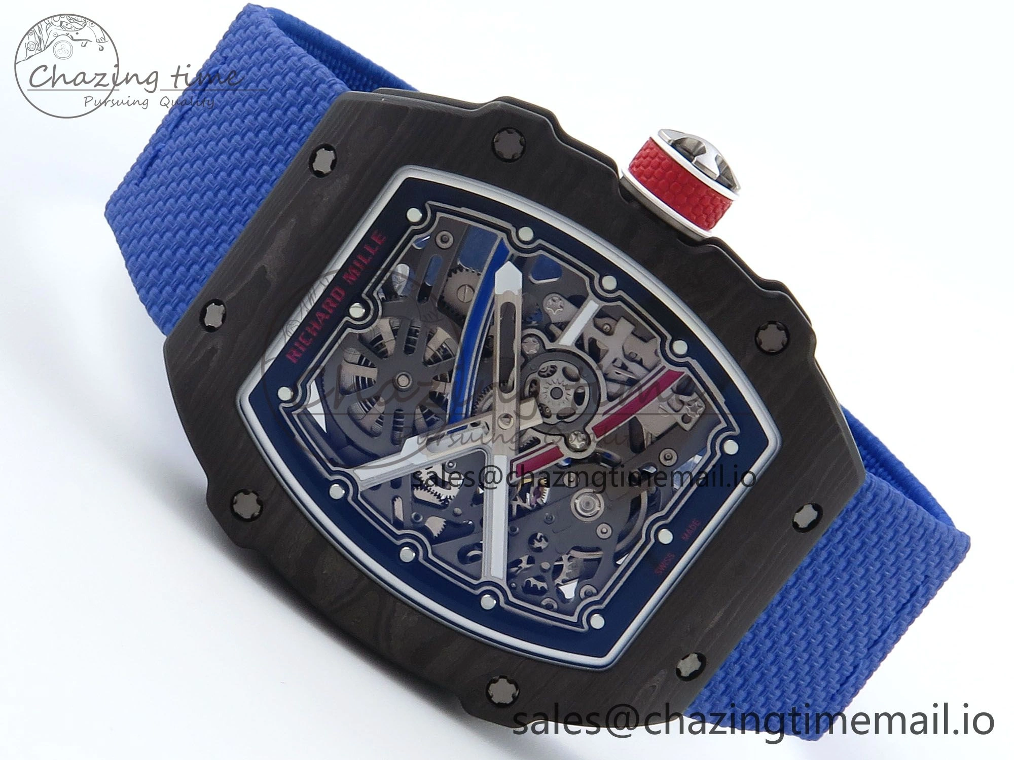 Custom Made RM67-02 Black NTPT France Dial on Blue Nylon strap CRMA7 Clone