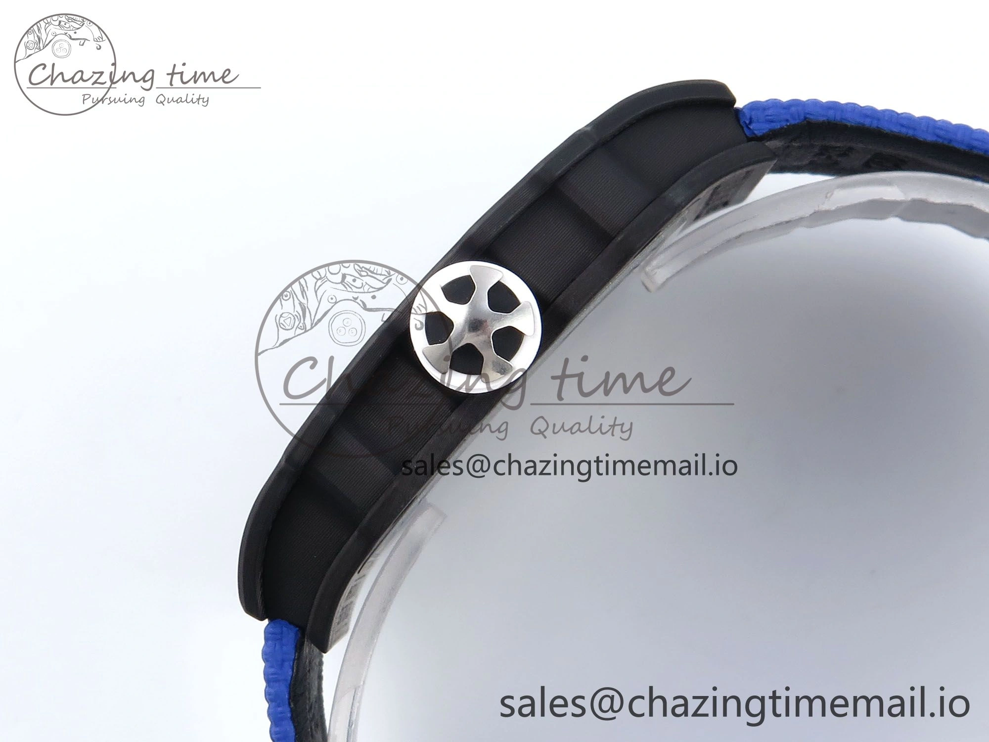 Custom Made RM67-02 Black NTPT France Dial on Blue Nylon strap CRMA7 Clone
