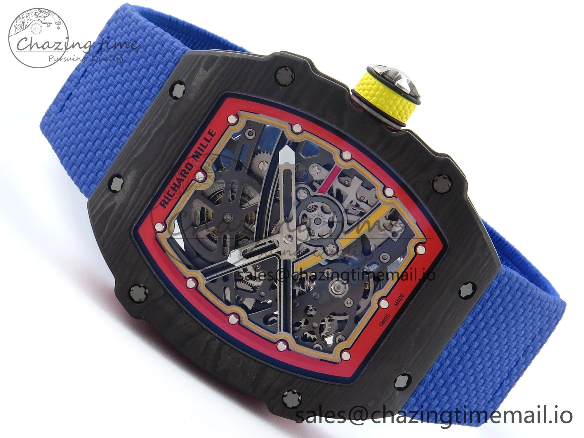 Custom Made RM67-02 Black NTPT Germany Dial on Blue Nylon strap CRMA7 Clone
