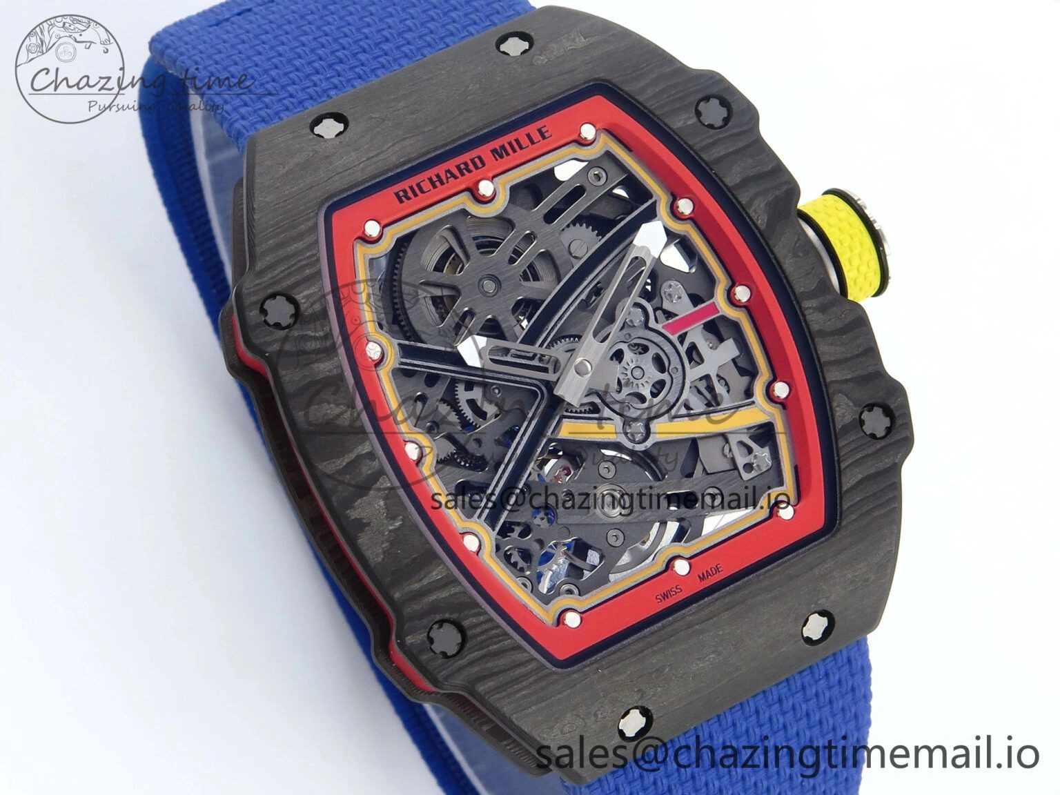 Custom Made RM67-02 Black NTPT Germany Dial on Blue Nylon strap CRMA7 Clone