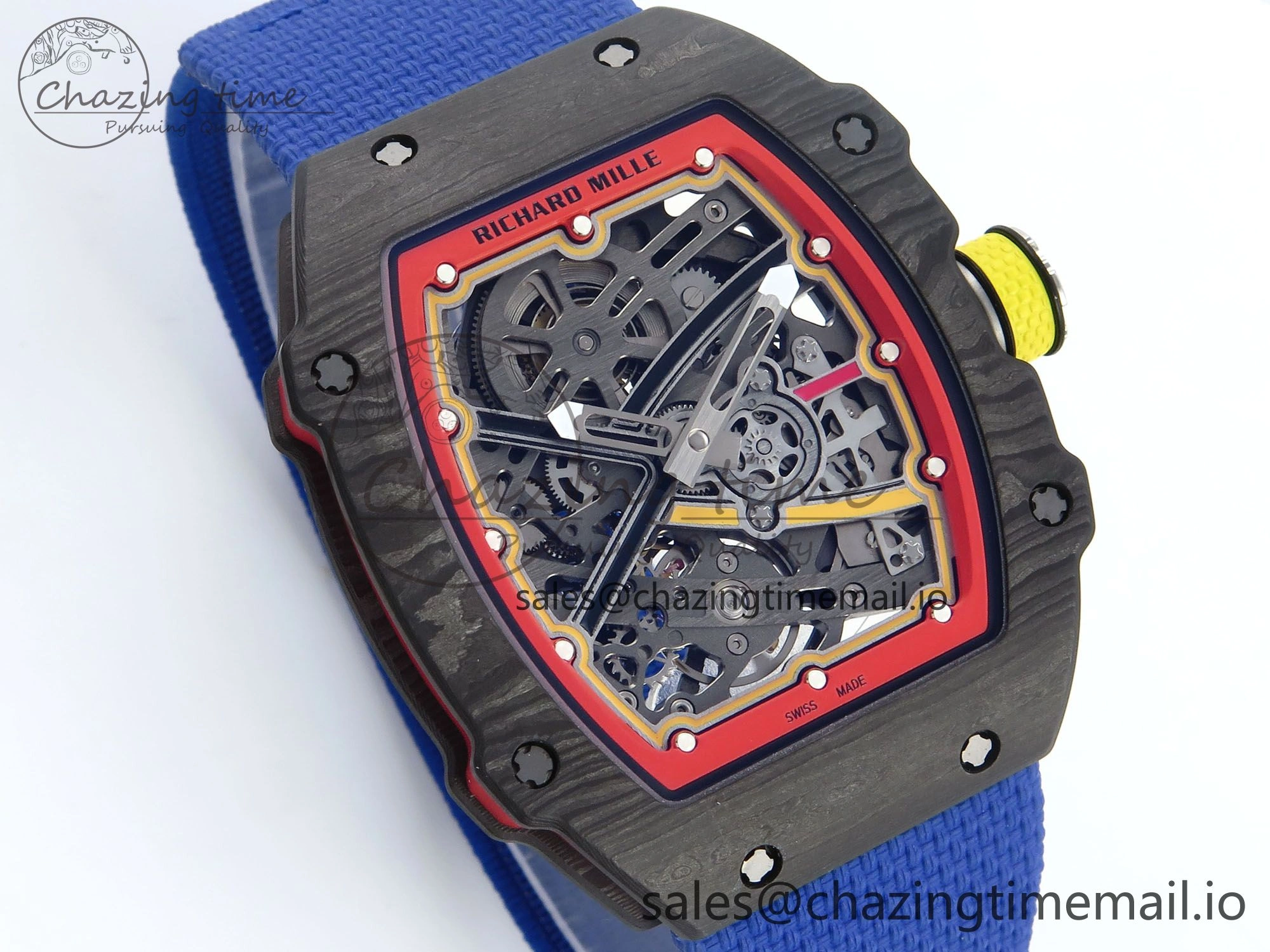 Custom Made RM67-02 Black NTPT Germany Dial on Blue Nylon strap CRMA7 Clone