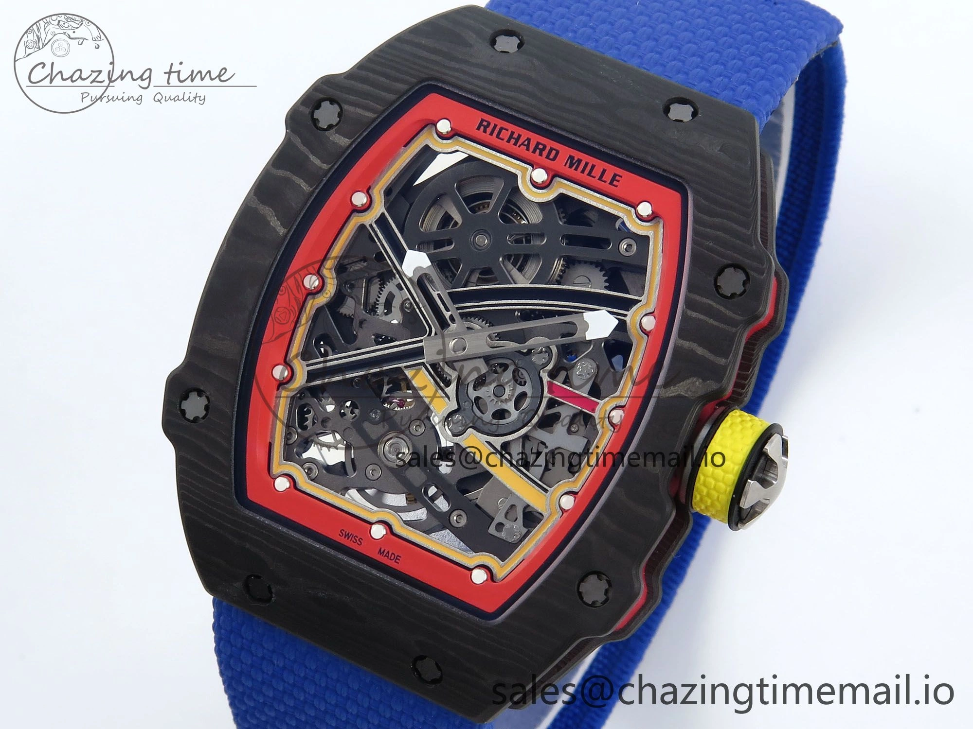 Custom Made RM67-02 Black NTPT Germany Dial on Blue Nylon strap CRMA7 Clone