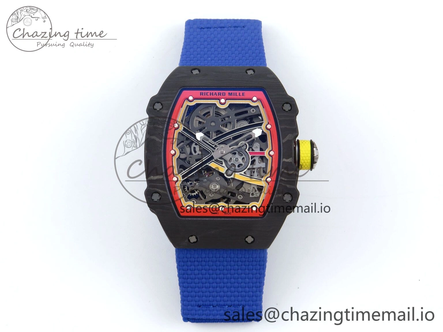 Custom Made RM67-02 Black NTPT Germany Dial on Blue Nylon strap CRMA7 Clone