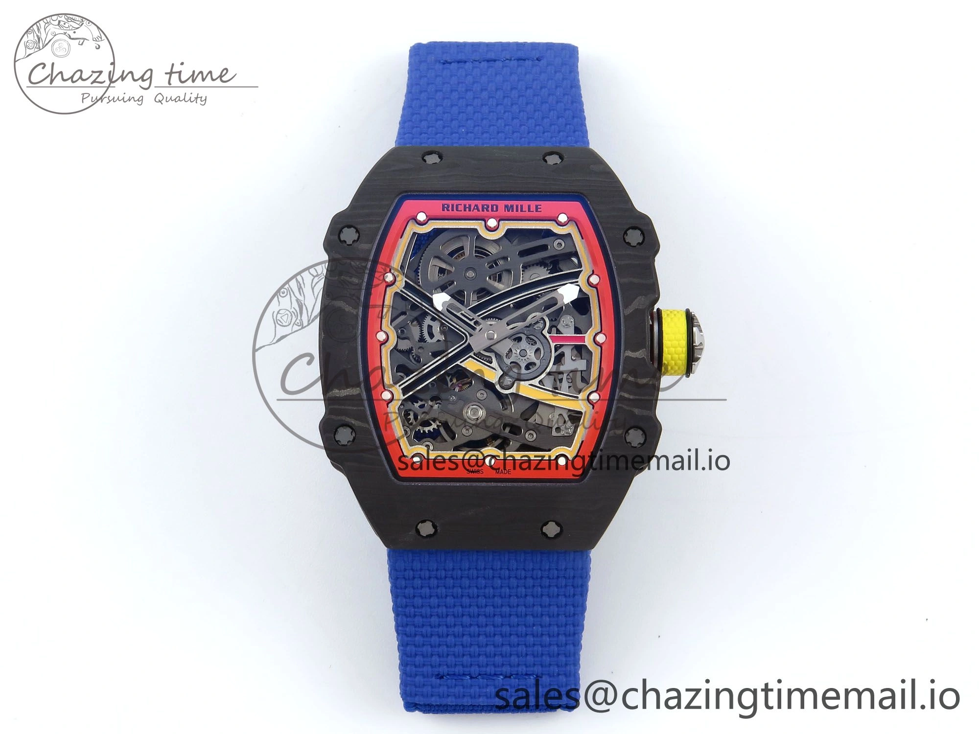 Custom Made RM67-02 Black NTPT Germany Dial on Blue Nylon strap CRMA7 Clone