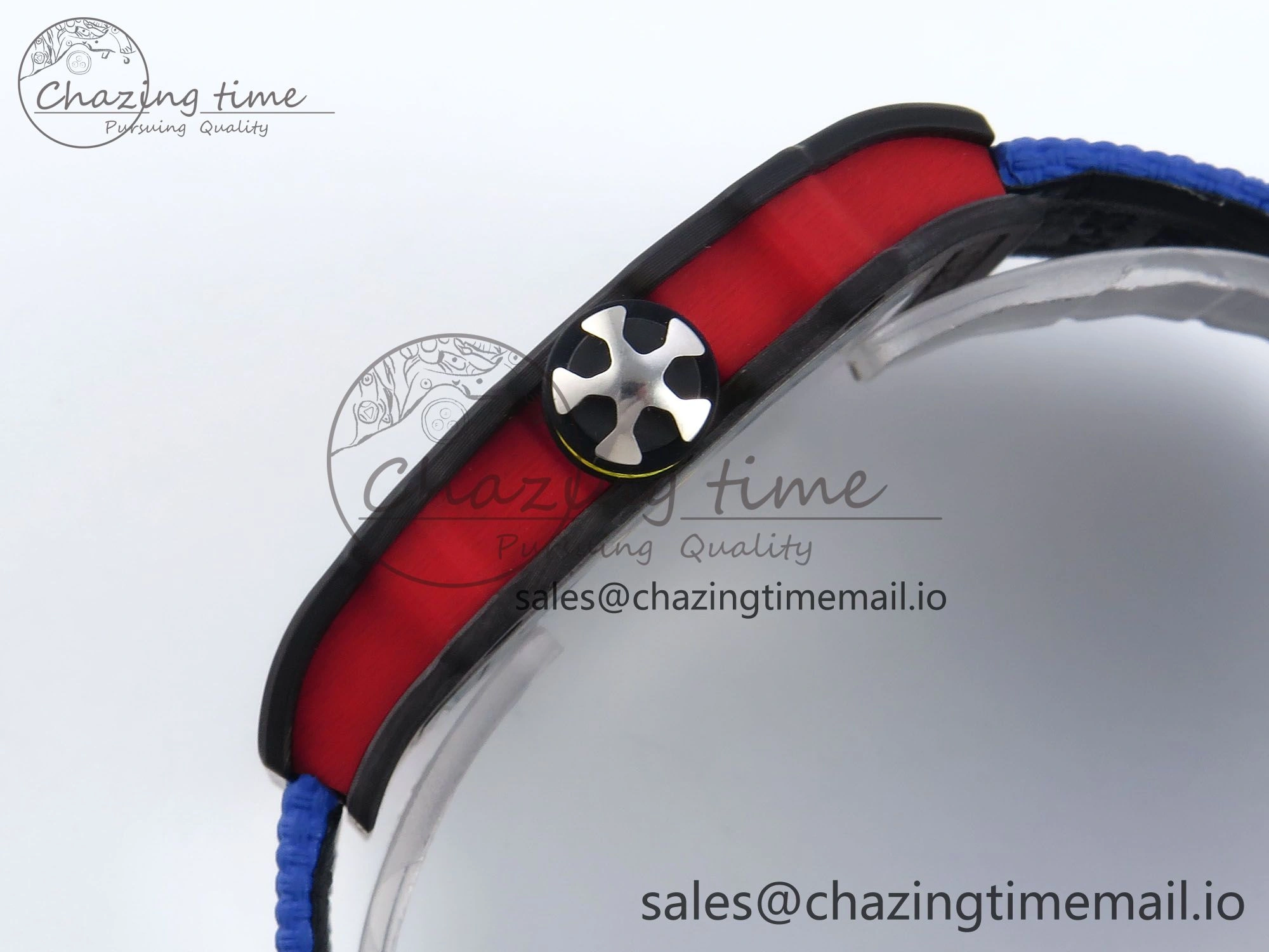 Custom Made RM67-02 Black NTPT Germany Dial on Blue Nylon strap CRMA7 Clone