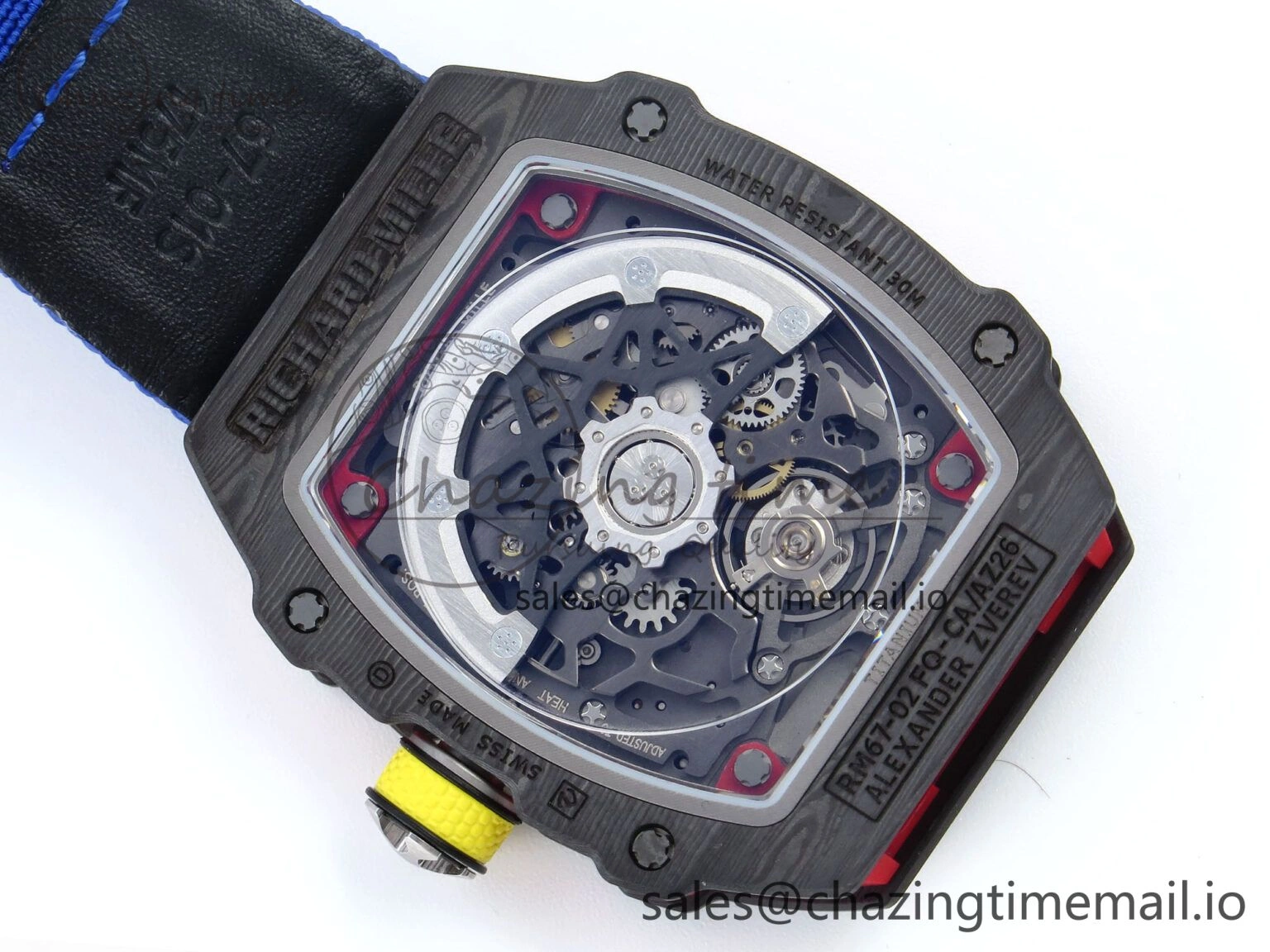 Custom Made RM67-02 Black NTPT Germany Dial on Blue Nylon strap CRMA7 Clone