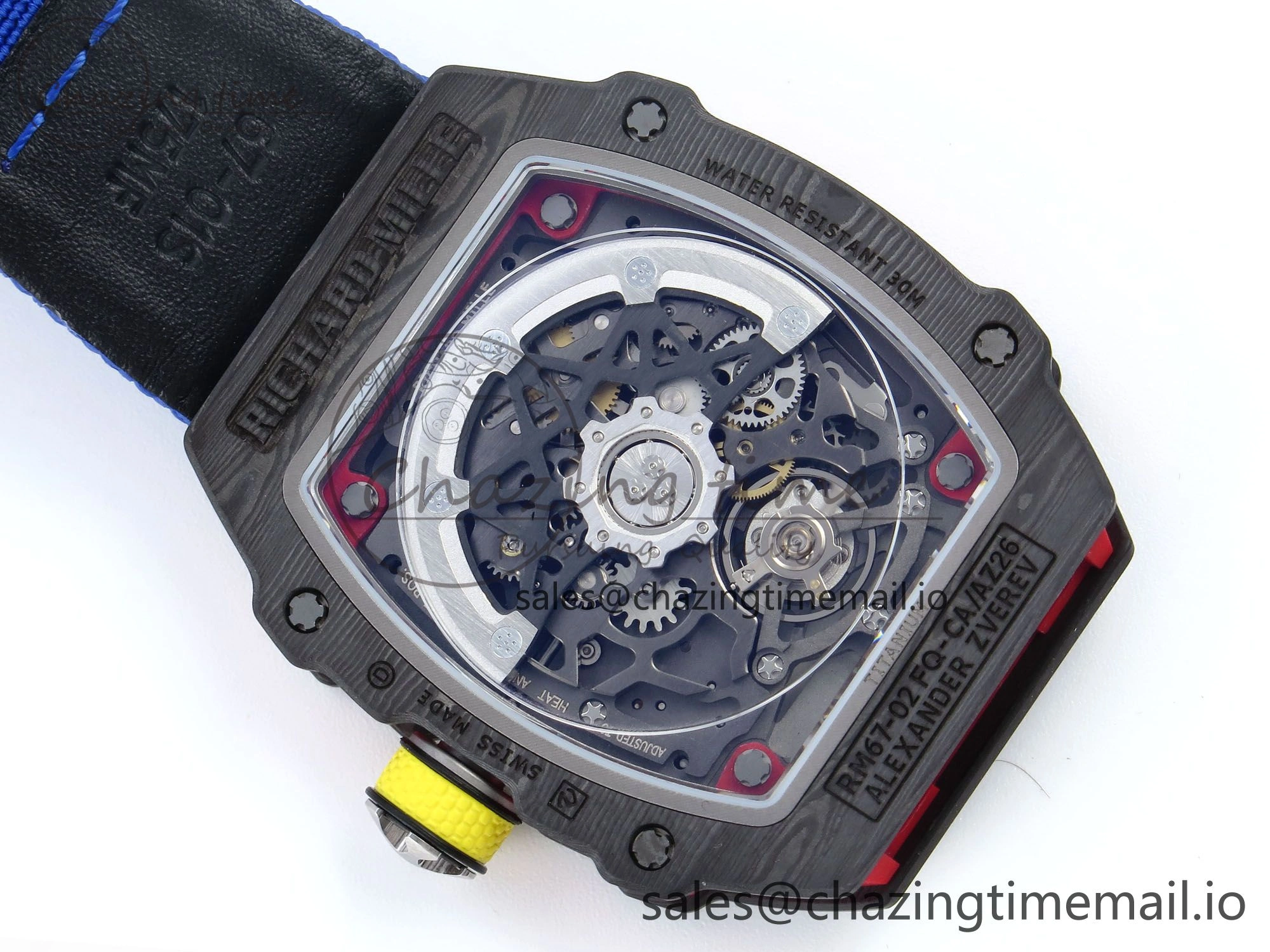 Custom Made RM67-02 Black NTPT Germany Dial on Blue Nylon strap CRMA7 Clone