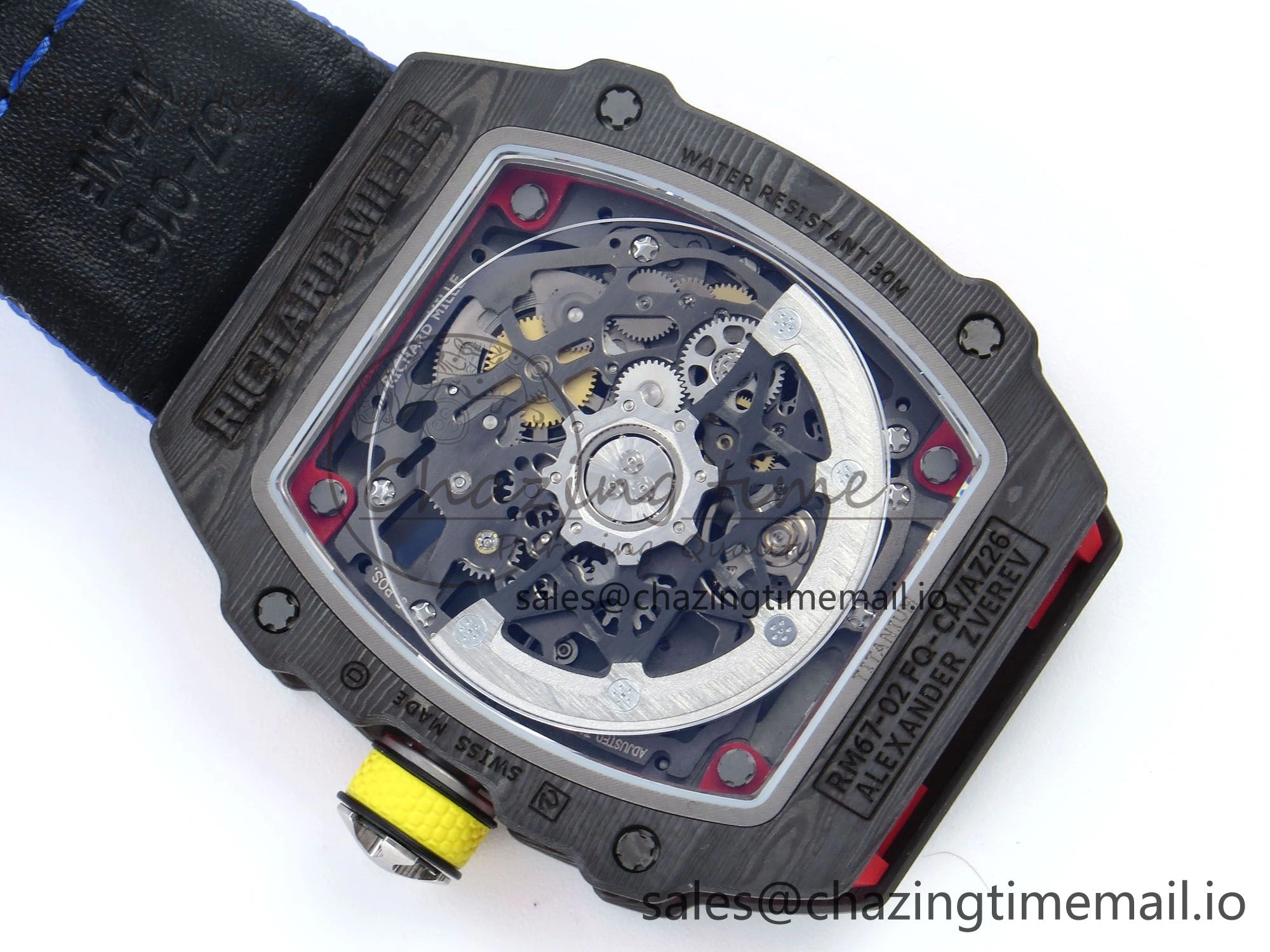 Custom Made RM67-02 Black NTPT Germany Dial on Blue Nylon strap CRMA7 Clone
