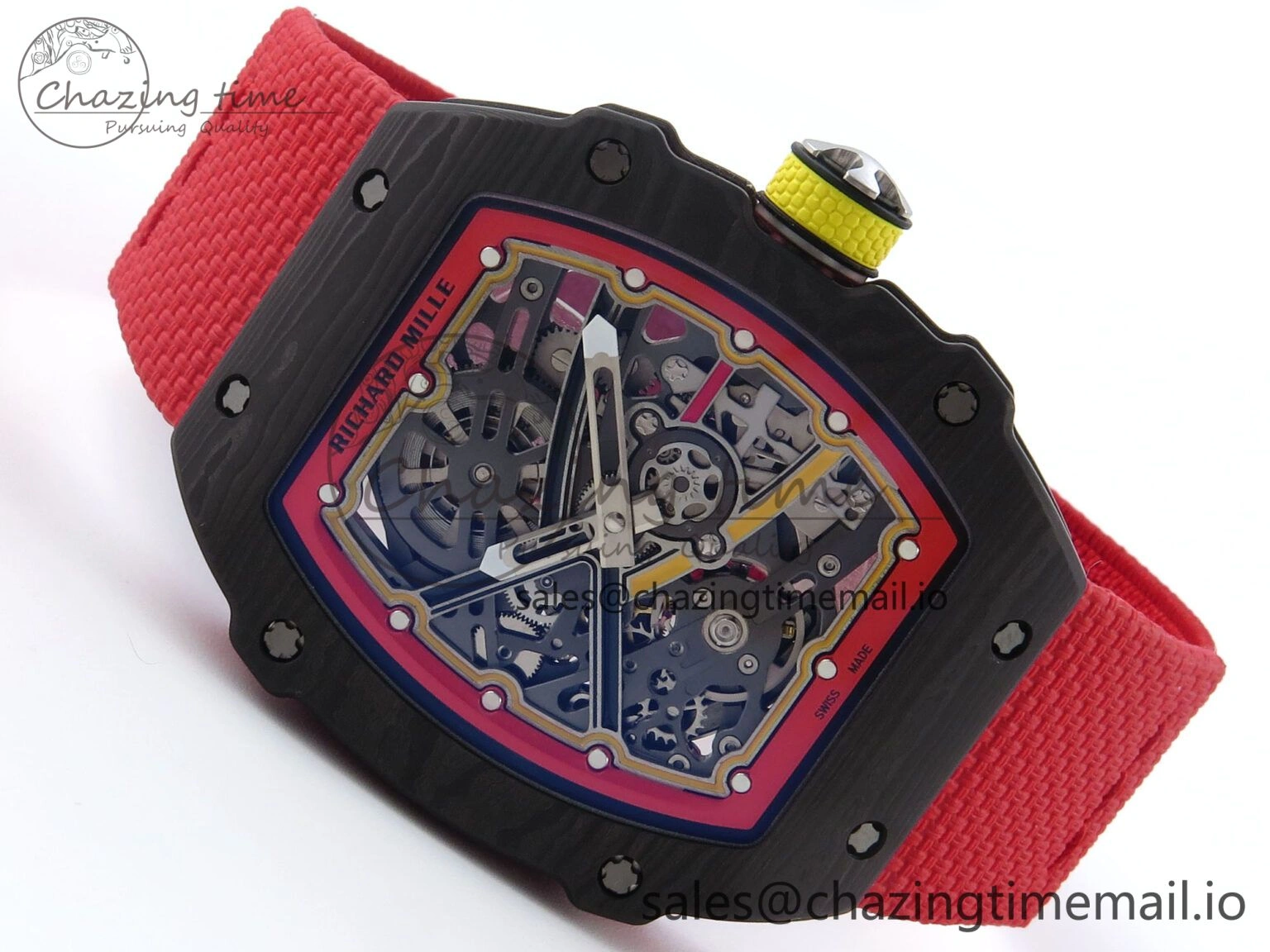 Custom Made RM67-02 Black NTPT Germany Dial on Red Nylon strap CRMA7 Clone