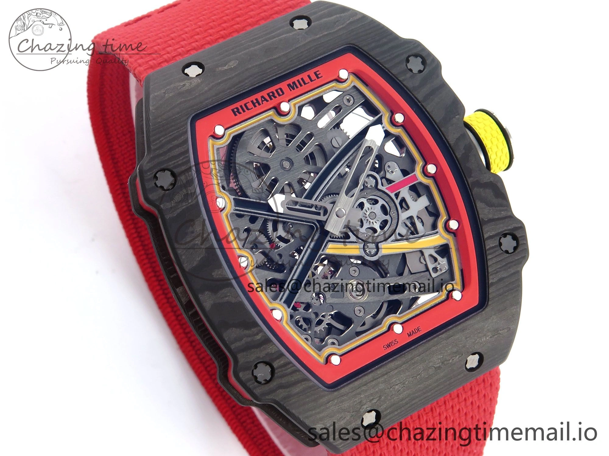 Custom Made RM67-02 Black NTPT Germany Dial on Red Nylon strap CRMA7 Clone