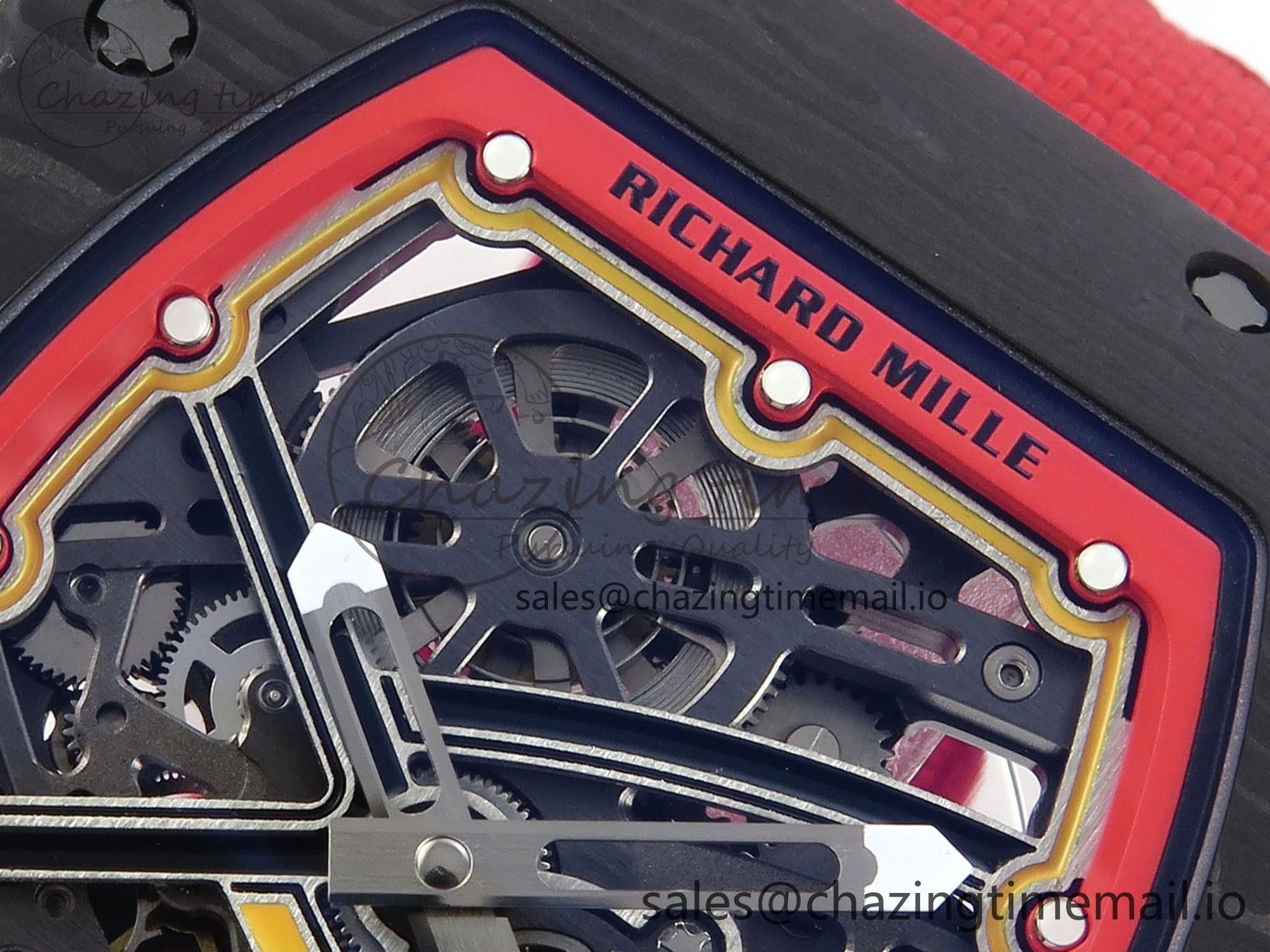Custom Made RM67-02 Black NTPT Germany Dial on Red Nylon strap CRMA7 Clone