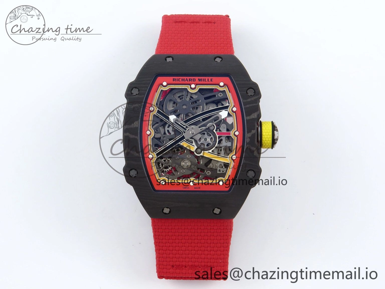 Custom Made RM67-02 Black NTPT Germany Dial on Red Nylon strap CRMA7 Clone