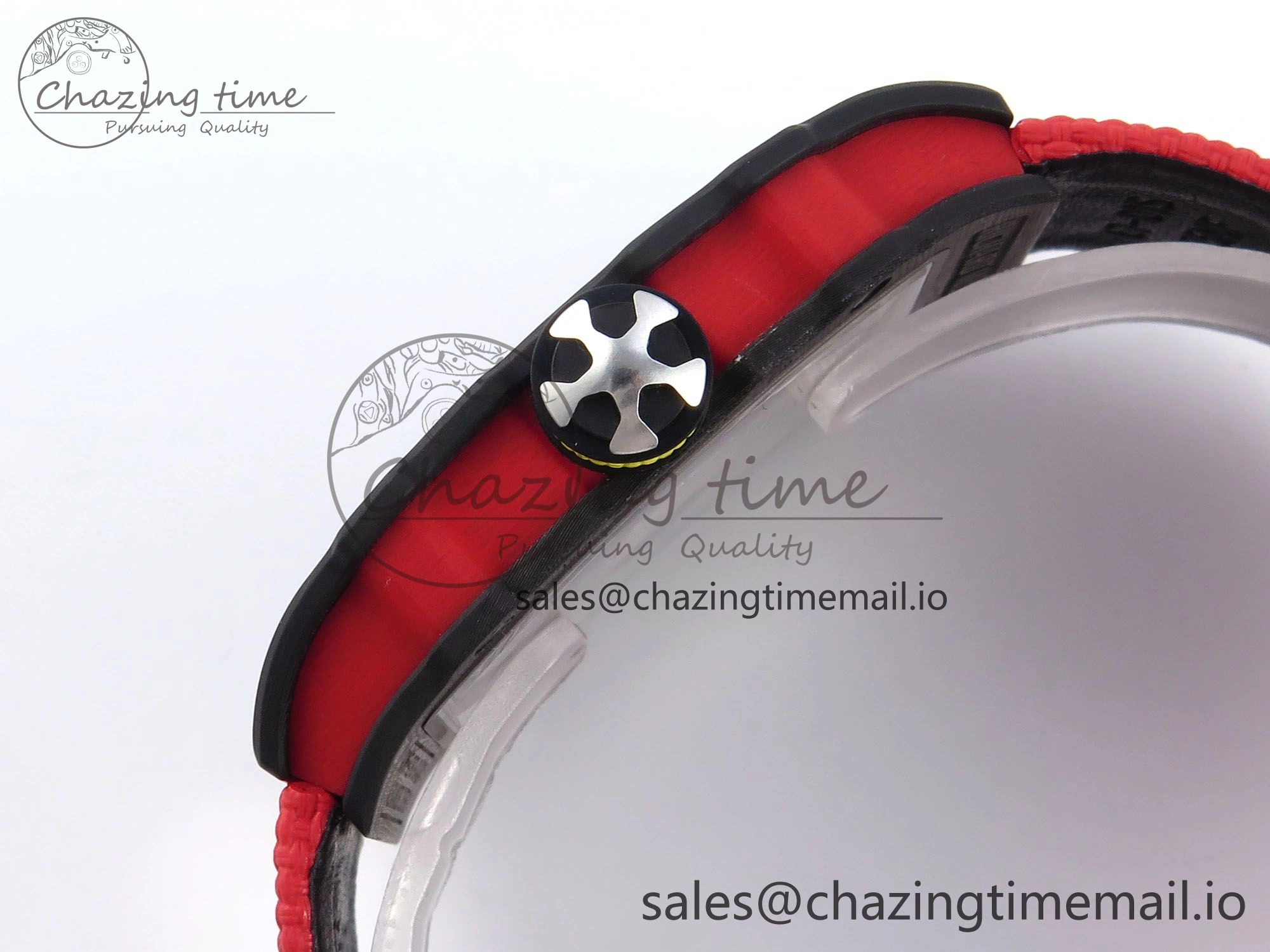 Custom Made RM67-02 Black NTPT Germany Dial on Red Nylon strap CRMA7 Clone