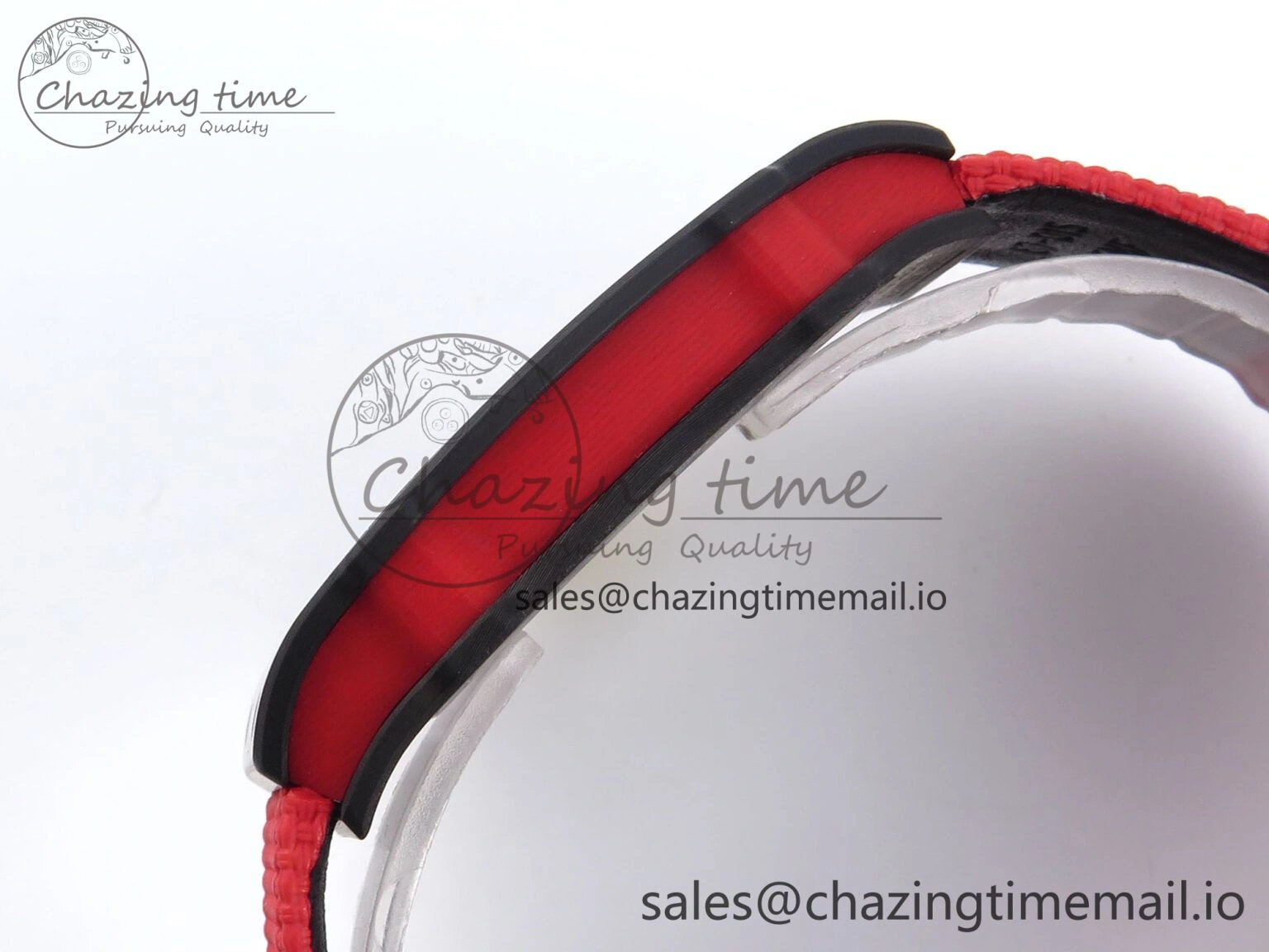 Custom Made RM67-02 Black NTPT Germany Dial on Red Nylon strap CRMA7 Clone