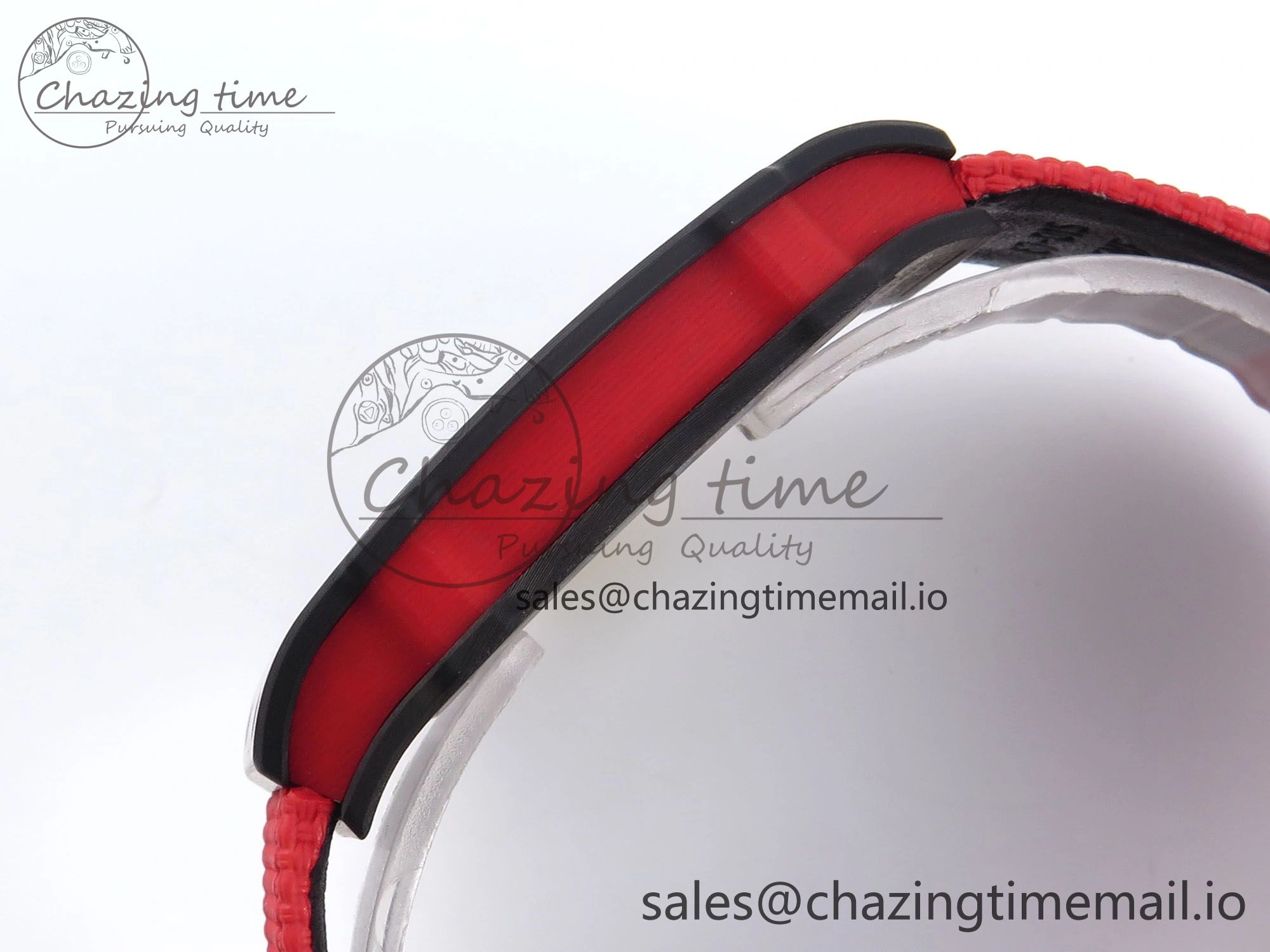 Custom Made RM67-02 Black NTPT Germany Dial on Red Nylon strap CRMA7 Clone