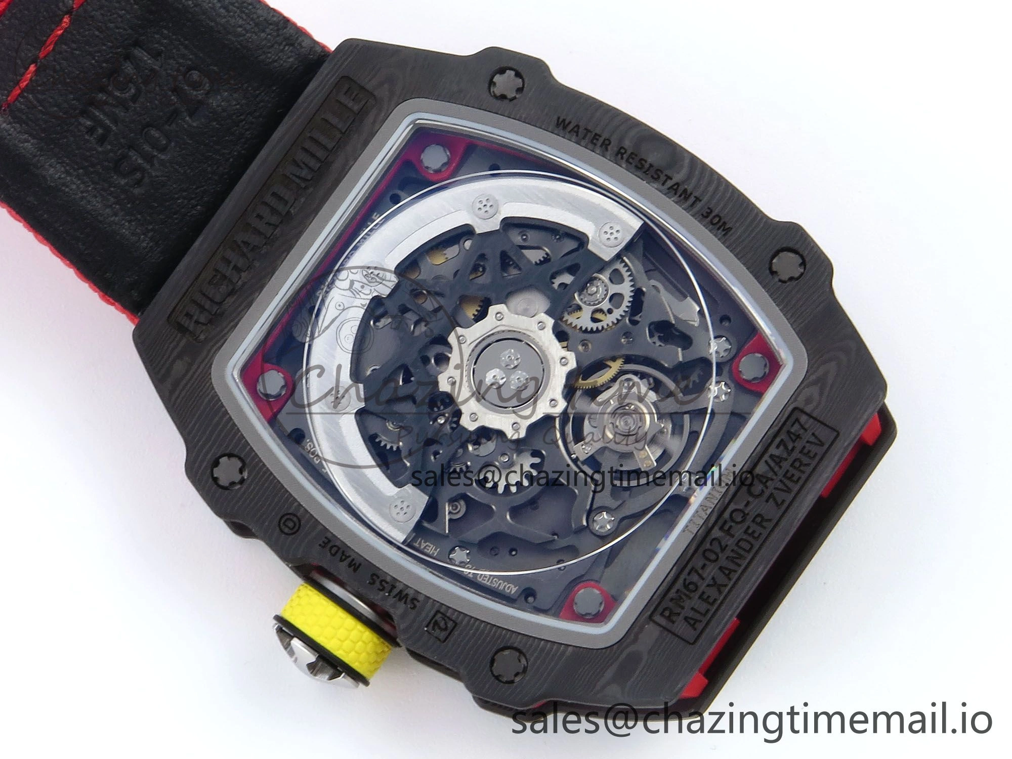 Custom Made RM67-02 Black NTPT Germany Dial on Red Nylon strap CRMA7 Clone