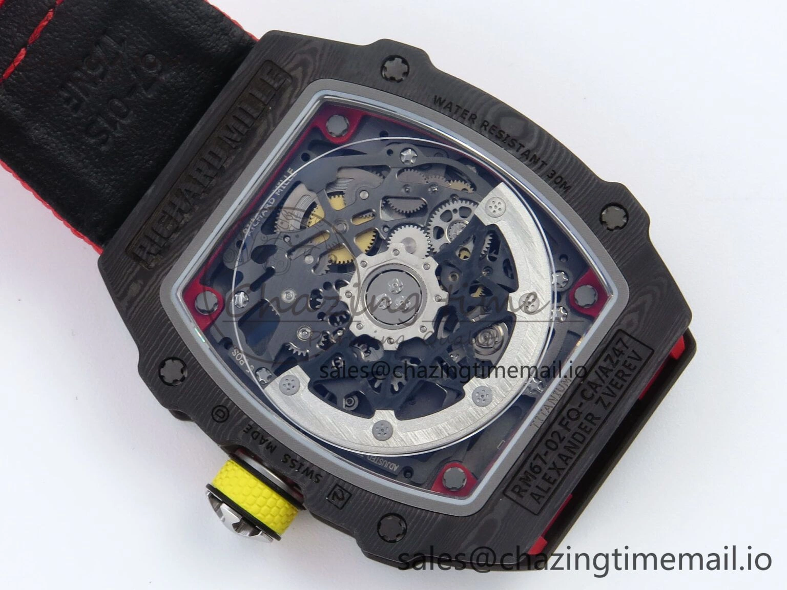 Custom Made RM67-02 Black NTPT Germany Dial on Red Nylon strap CRMA7 Clone