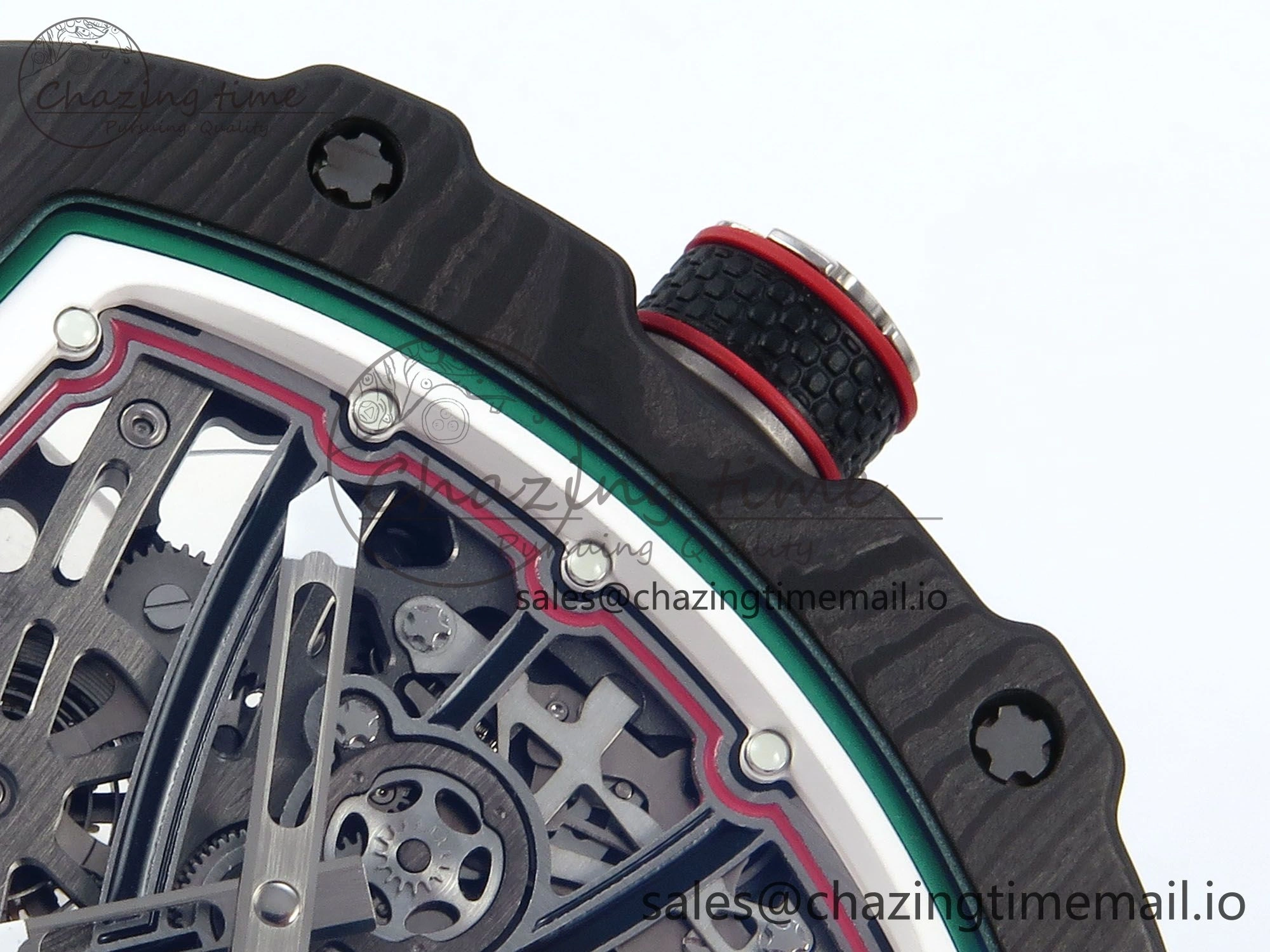 Custom Made RM67-02 Black NTPT Italy Dial on White Nylon strap CRMA7 Clone