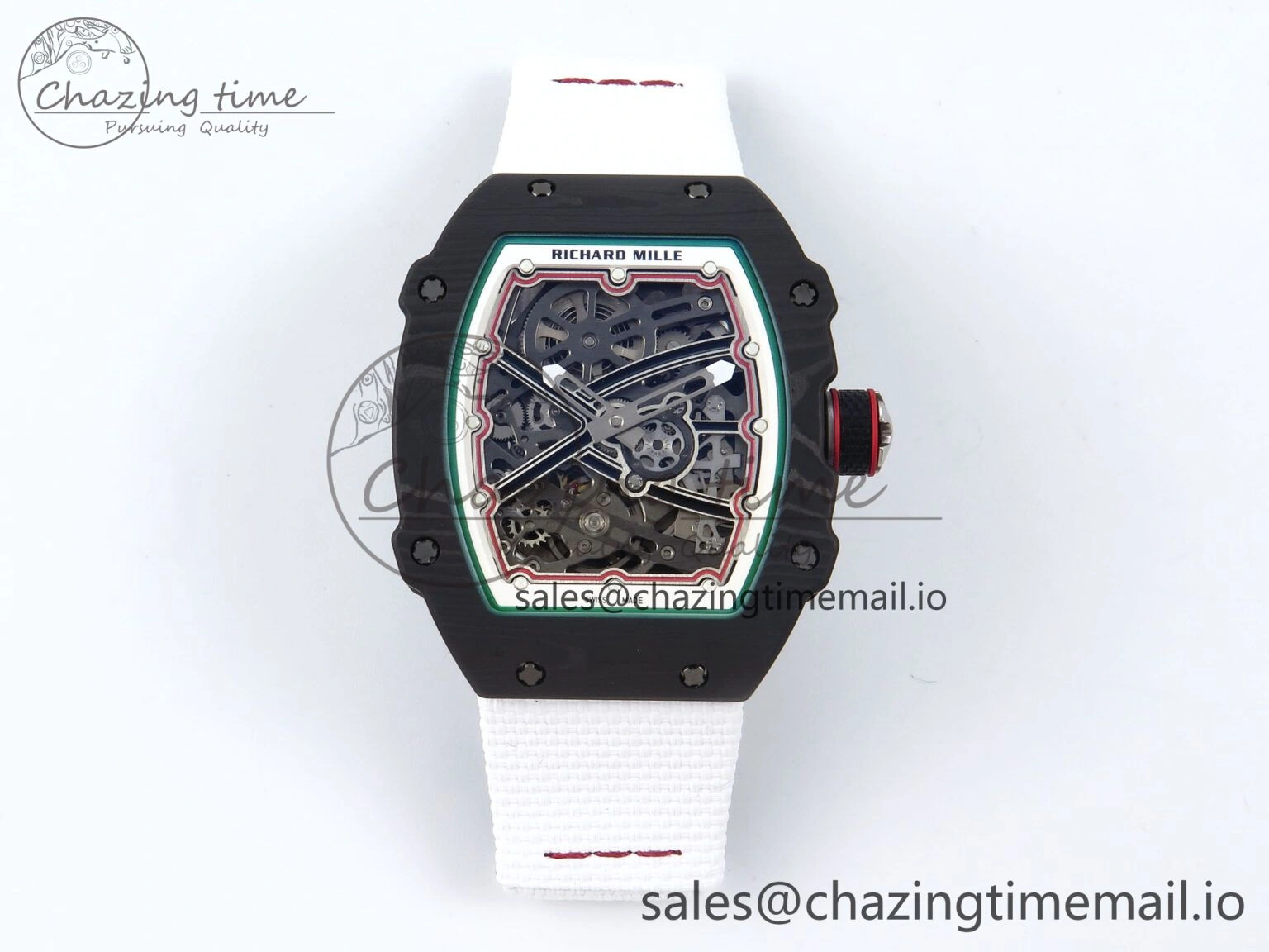Custom Made RM67-02 Black NTPT Italy Dial on White Nylon strap CRMA7 Clone