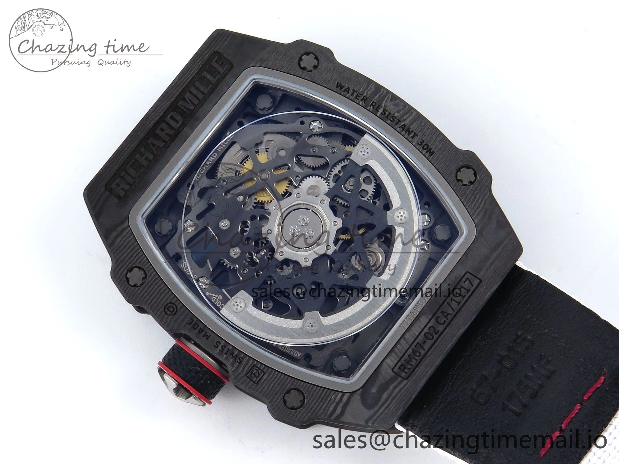 Custom Made RM67-02 Black NTPT Italy Dial on White Nylon strap CRMA7 Clone