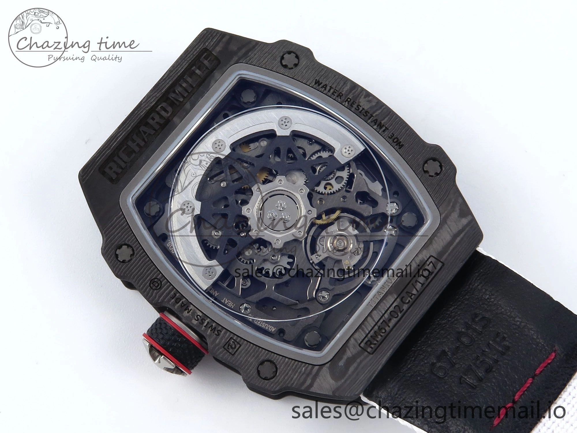 Custom Made RM67-02 Black NTPT Italy Dial on White Nylon strap CRMA7 Clone