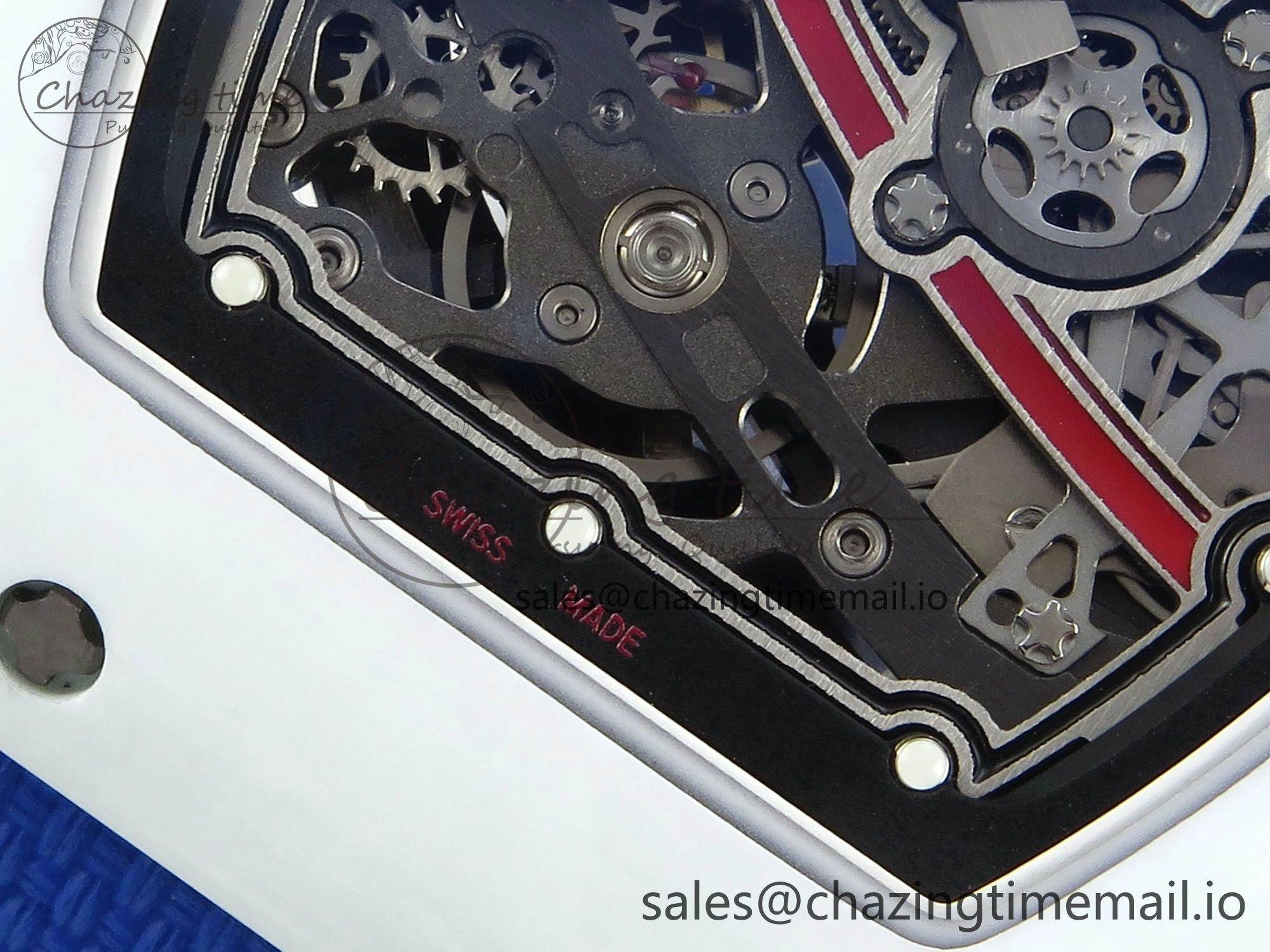 Custom Made RM67-02 White NTPT France Dial on Blue Nylon strap CRMA7 Clone