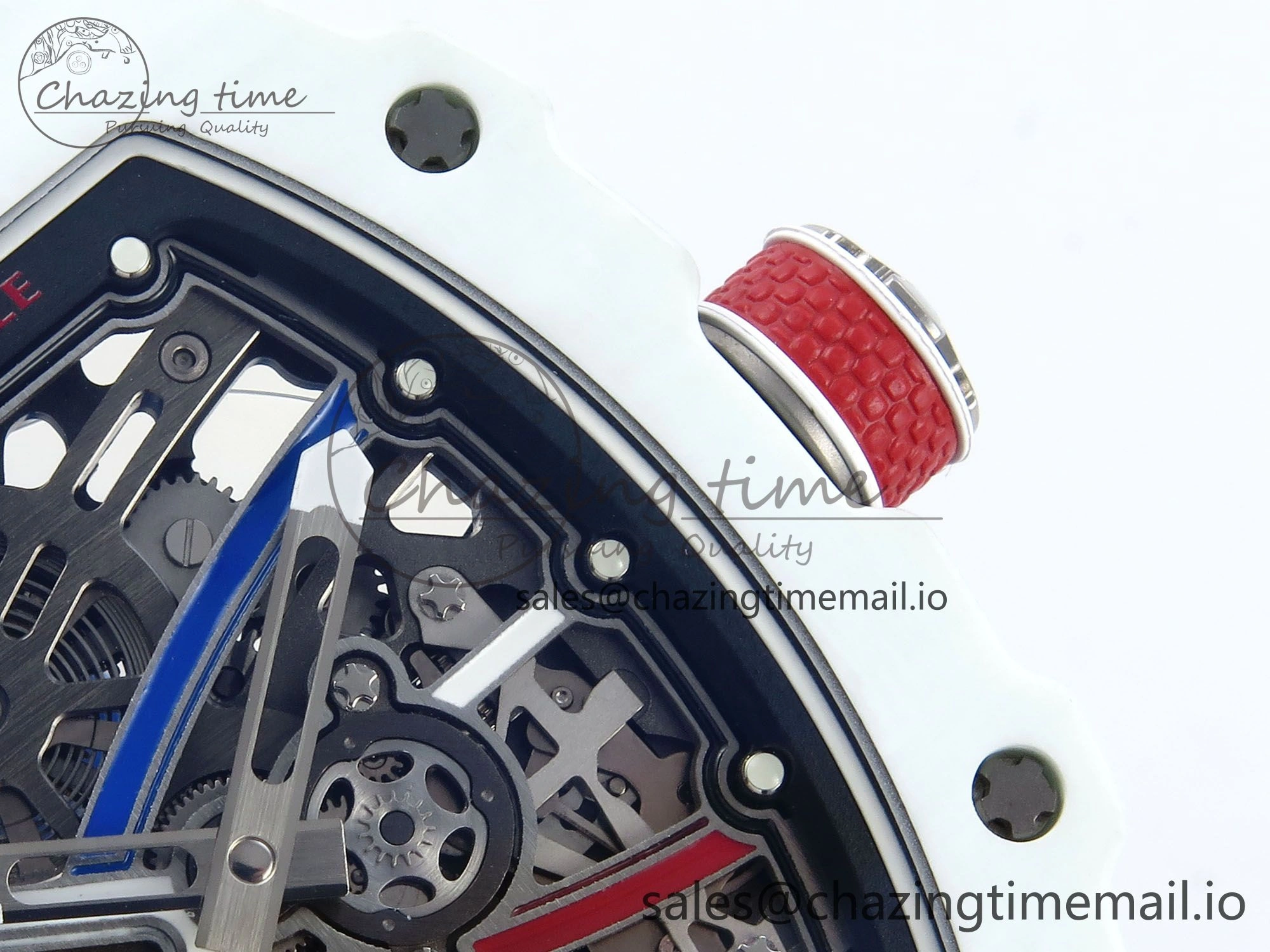 Custom Made RM67-02 White NTPT France Dial on Blue Nylon strap CRMA7 Clone