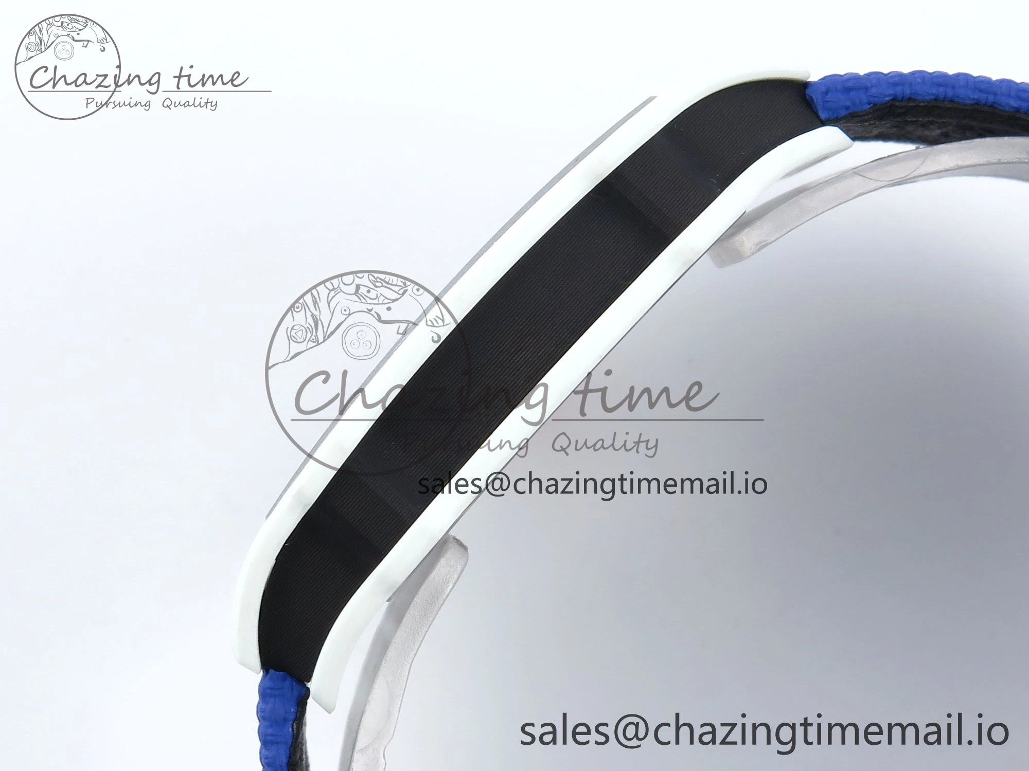 Custom Made RM67-02 White NTPT France Dial on Blue Nylon strap CRMA7 Clone