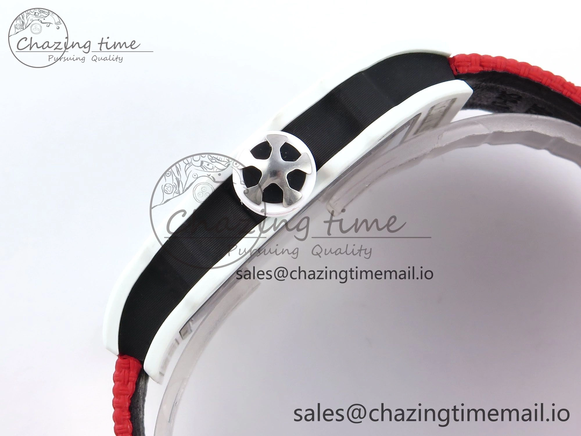 Custom Made RM67-02 White NTPT France Dial on Red Nylon strap CRMA7 Clone