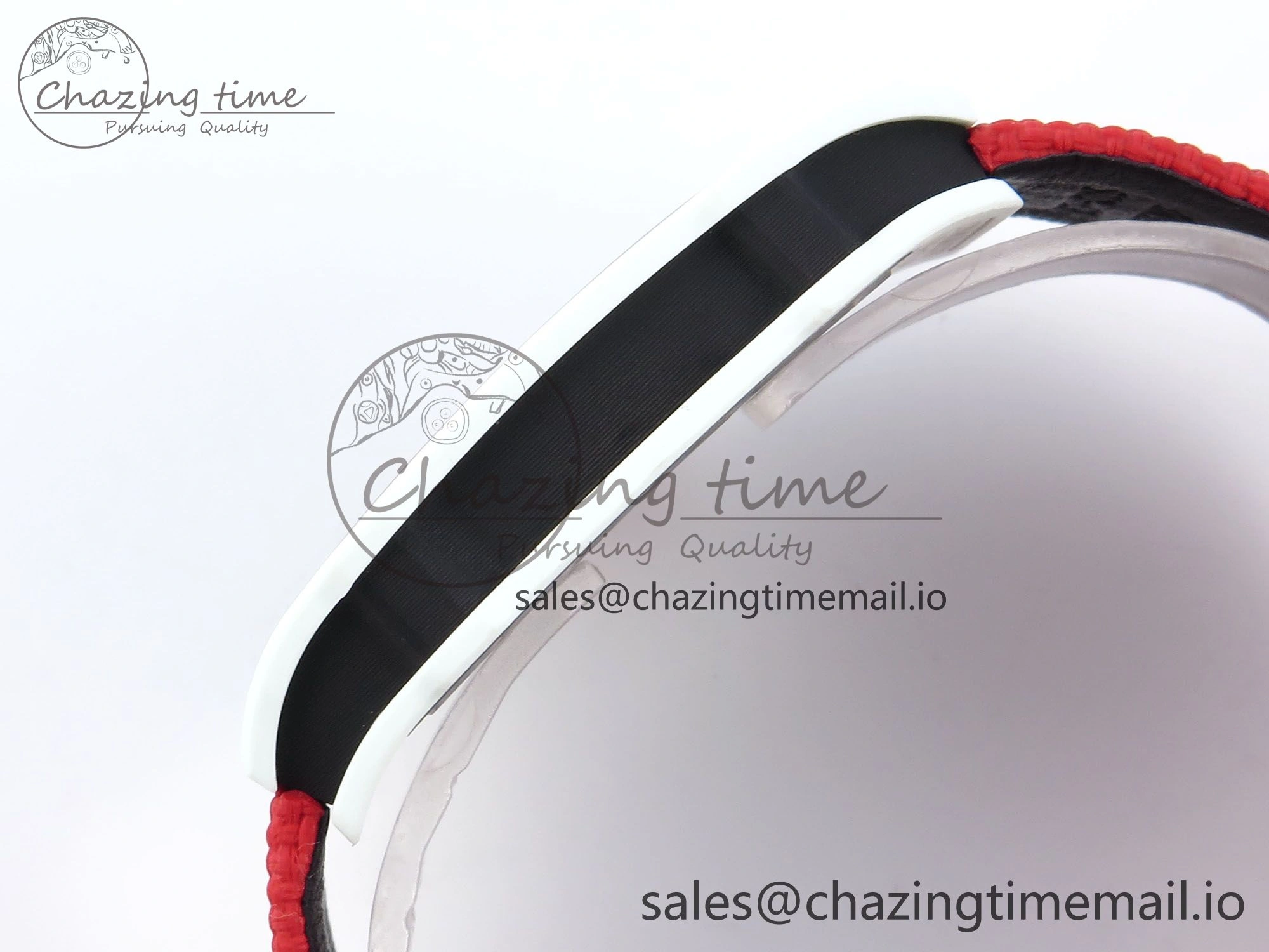 Custom Made RM67-02 White NTPT France Dial on Red Nylon strap CRMA7 Clone