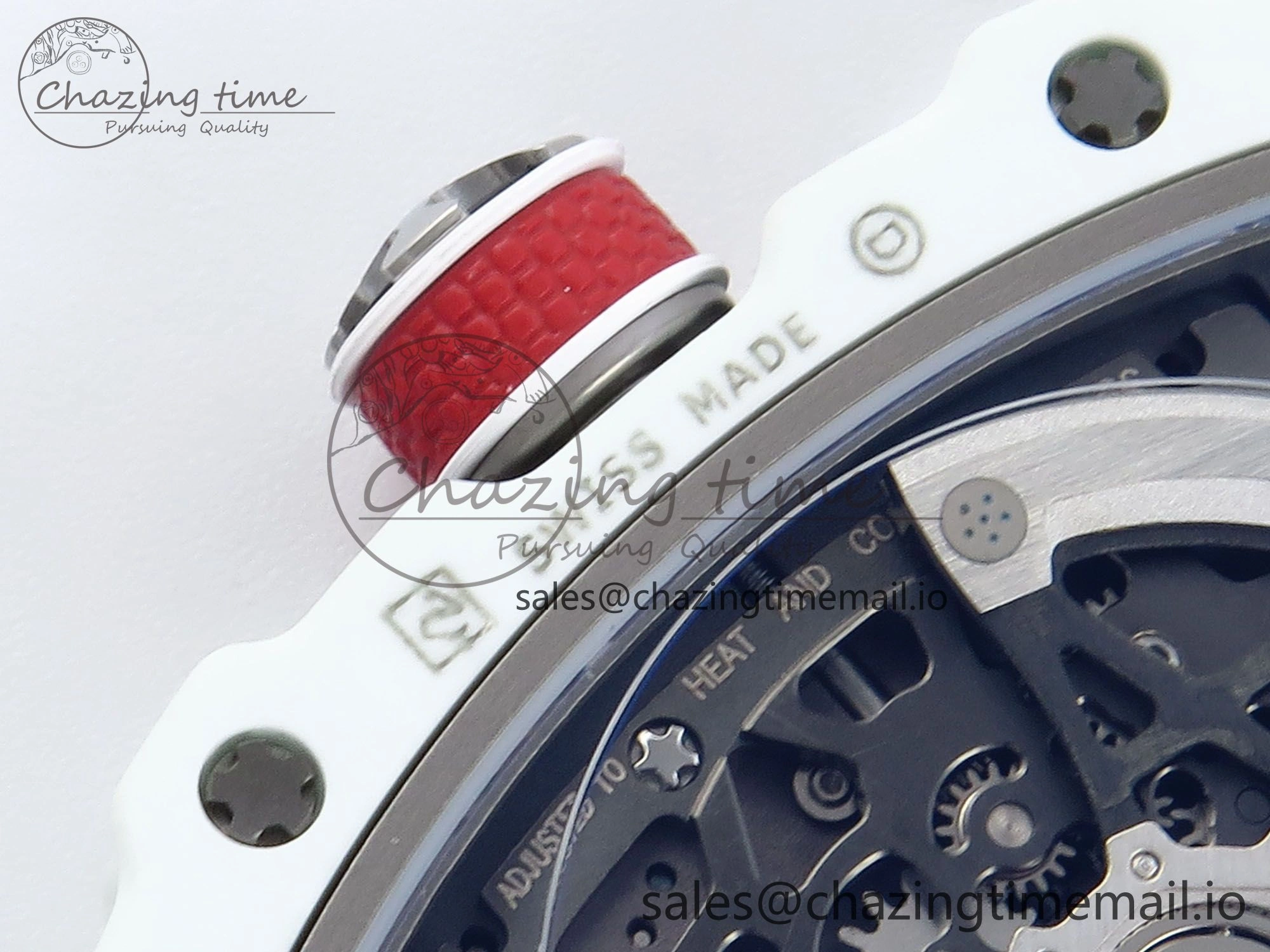 Custom Made RM67-02 White NTPT France Dial on Red Nylon strap CRMA7 Clone