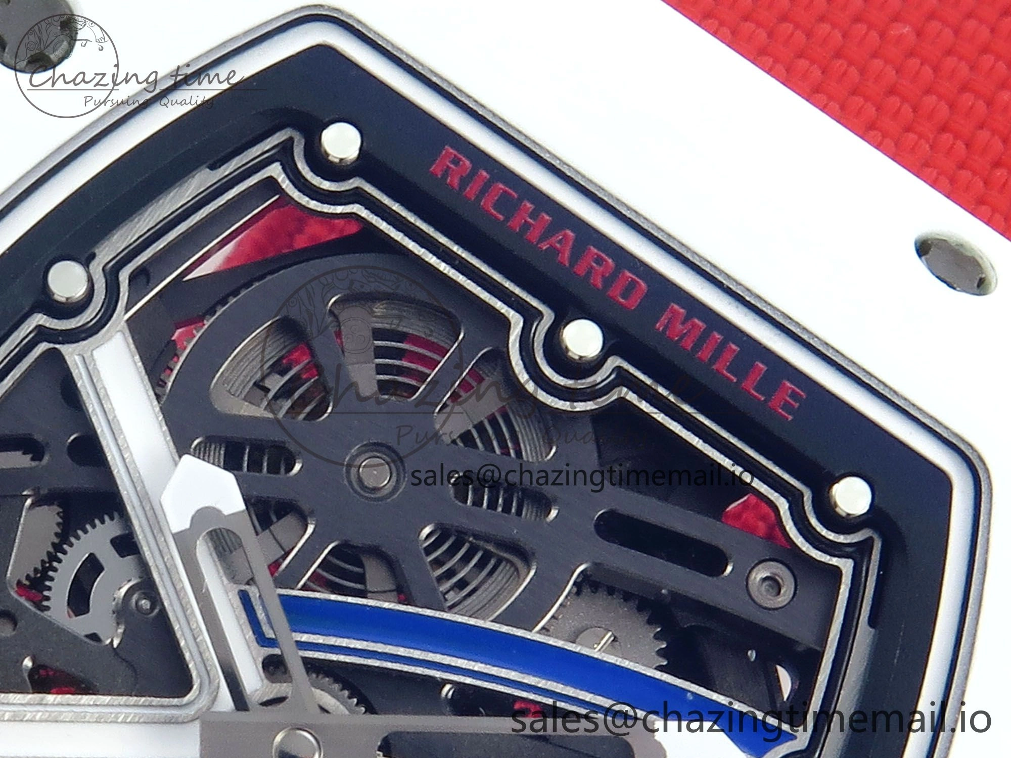 Custom Made RM67-02 White NTPT France Dial on Red Nylon strap CRMA7 Clone