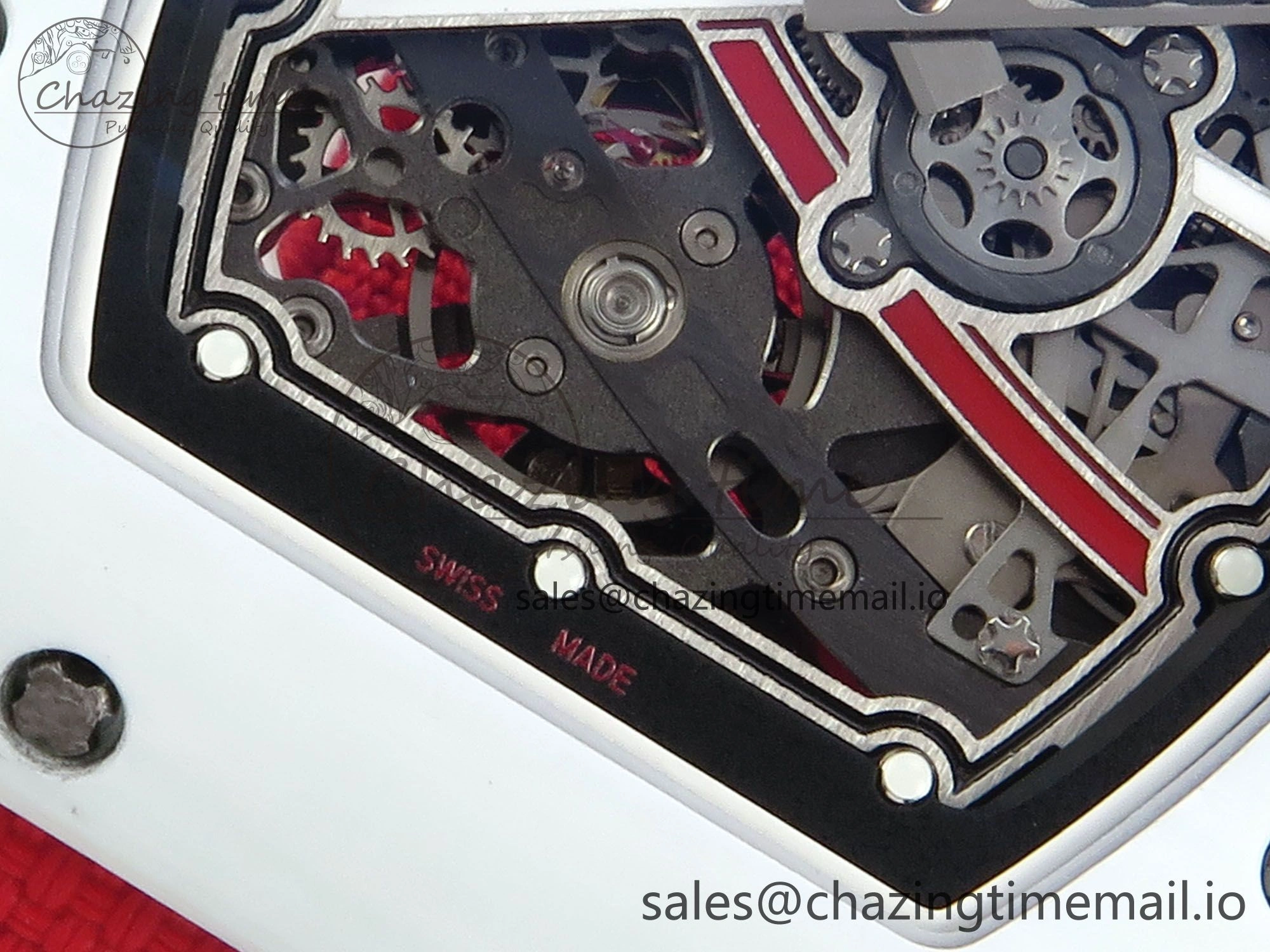 Custom Made RM67-02 White NTPT France Dial on Red Nylon strap CRMA7 Clone