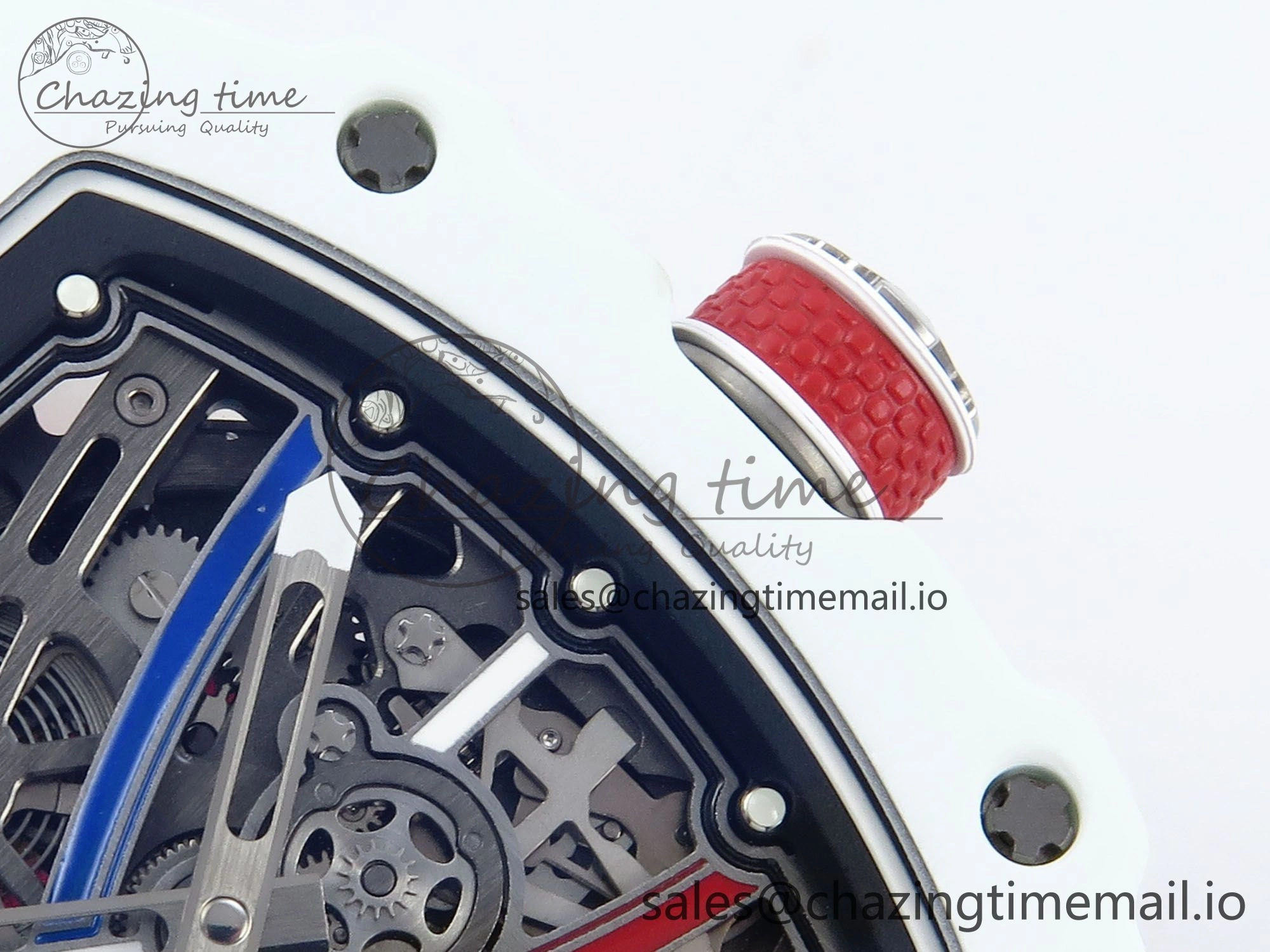 Custom Made RM67-02 White NTPT France Dial on Red Nylon strap CRMA7 Clone