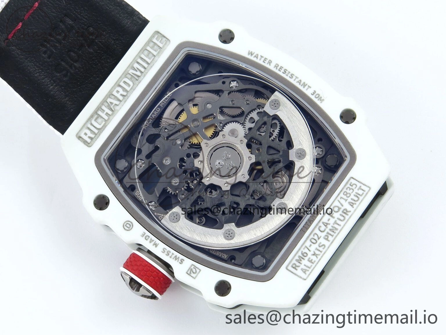 Custom Made RM67-02 White NTPT France Dial on White Nylon strap CRMA7 Clone